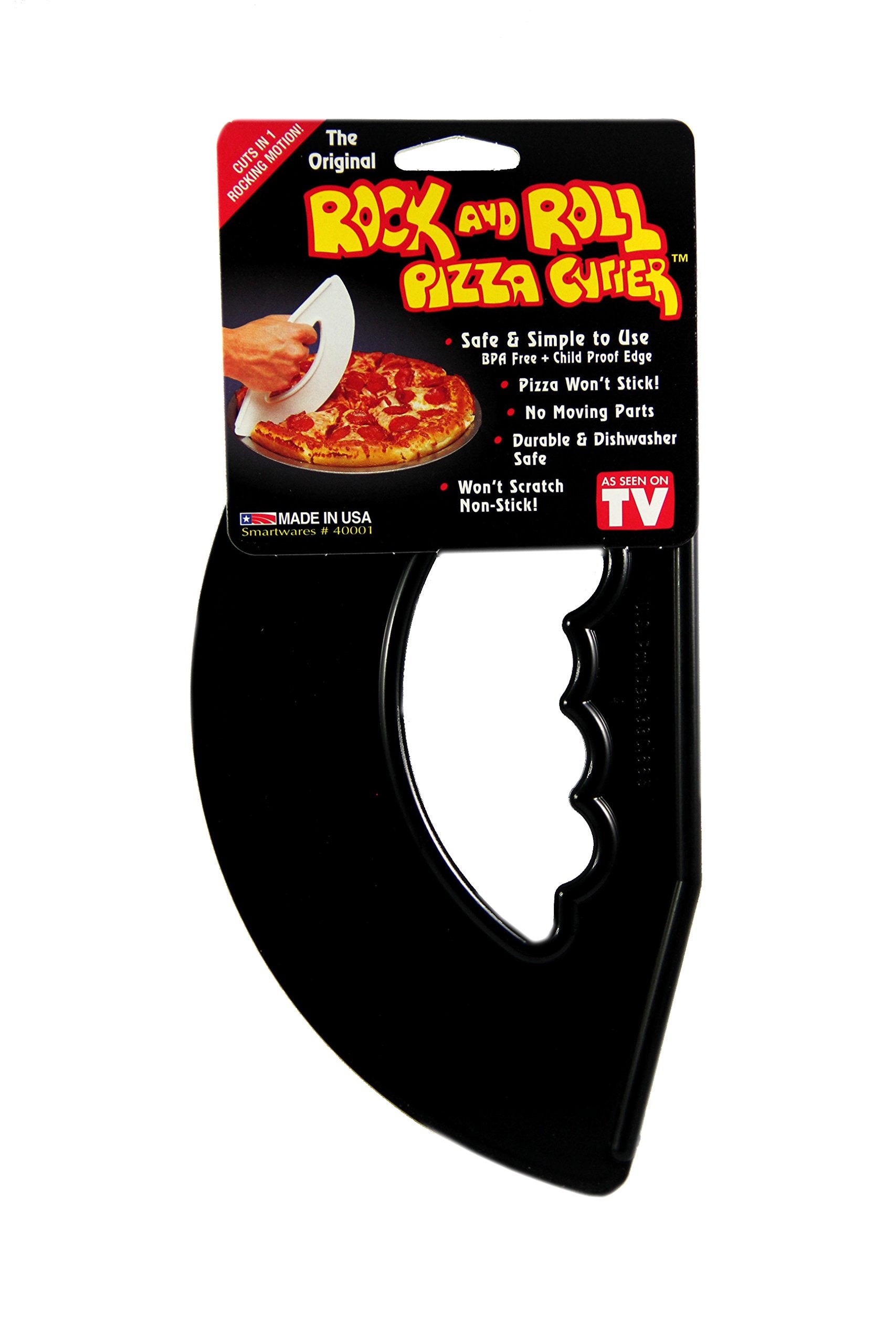 Smartwares Rock'N Roll Pizza Cutter, Plastic, Non-Stick, Rocking, 9 Inch, Made In Usa, Black