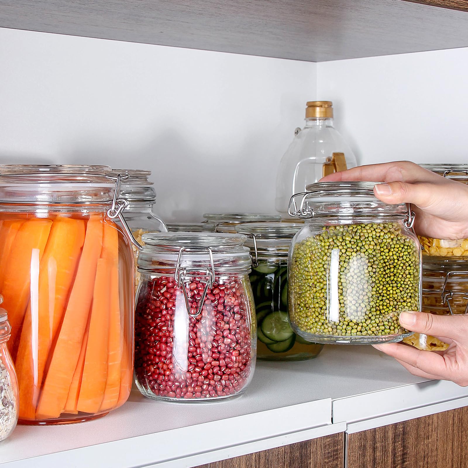 Yeboda 32Oz Food Storage Canister Glass Jars With Clamp Airtight Lids And Silicone Gaskets For Multi-Purpose Kitchen Containers