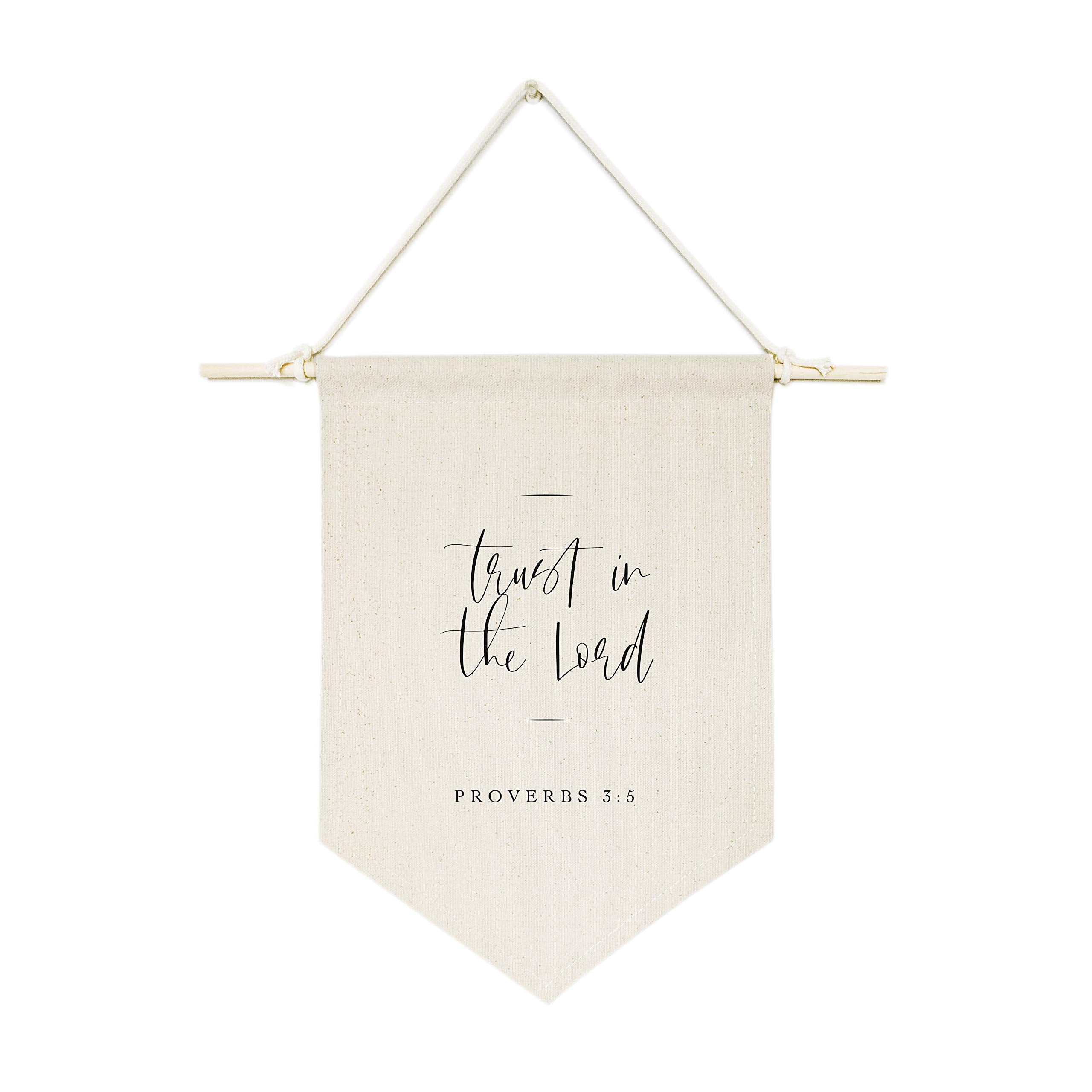 The Cotton & Canvas Co. Trust In The Lord, Proverbs 3:5 Bible Verse, Religious, Scripture Hanging Wall Canvas Banner