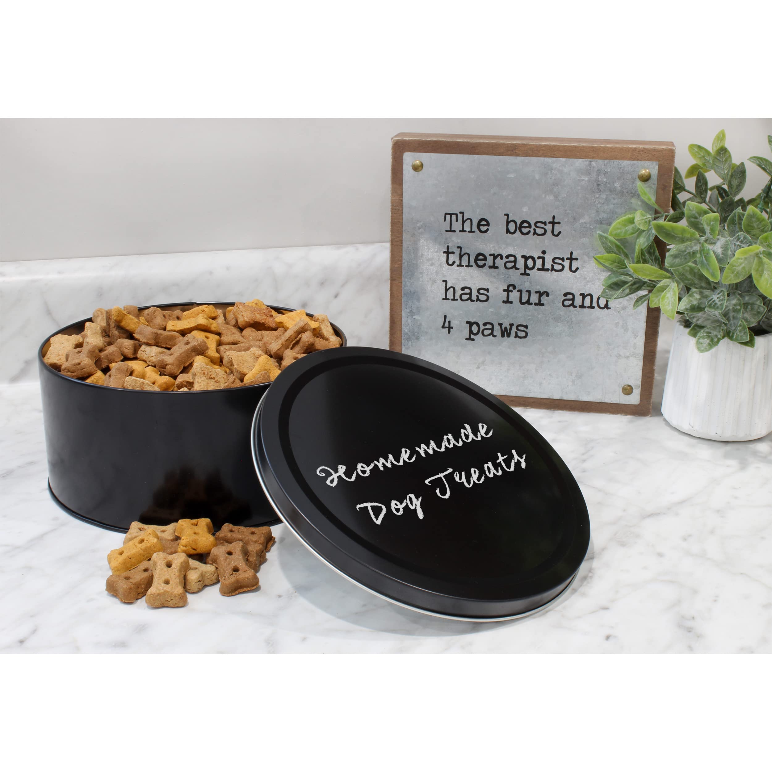 Decorae Black Chalkboard Cookie Tins (Set Of 2); Round Baking And Cake Tins For Special Occasion And Holiday, 7.75- Inch Wide By
