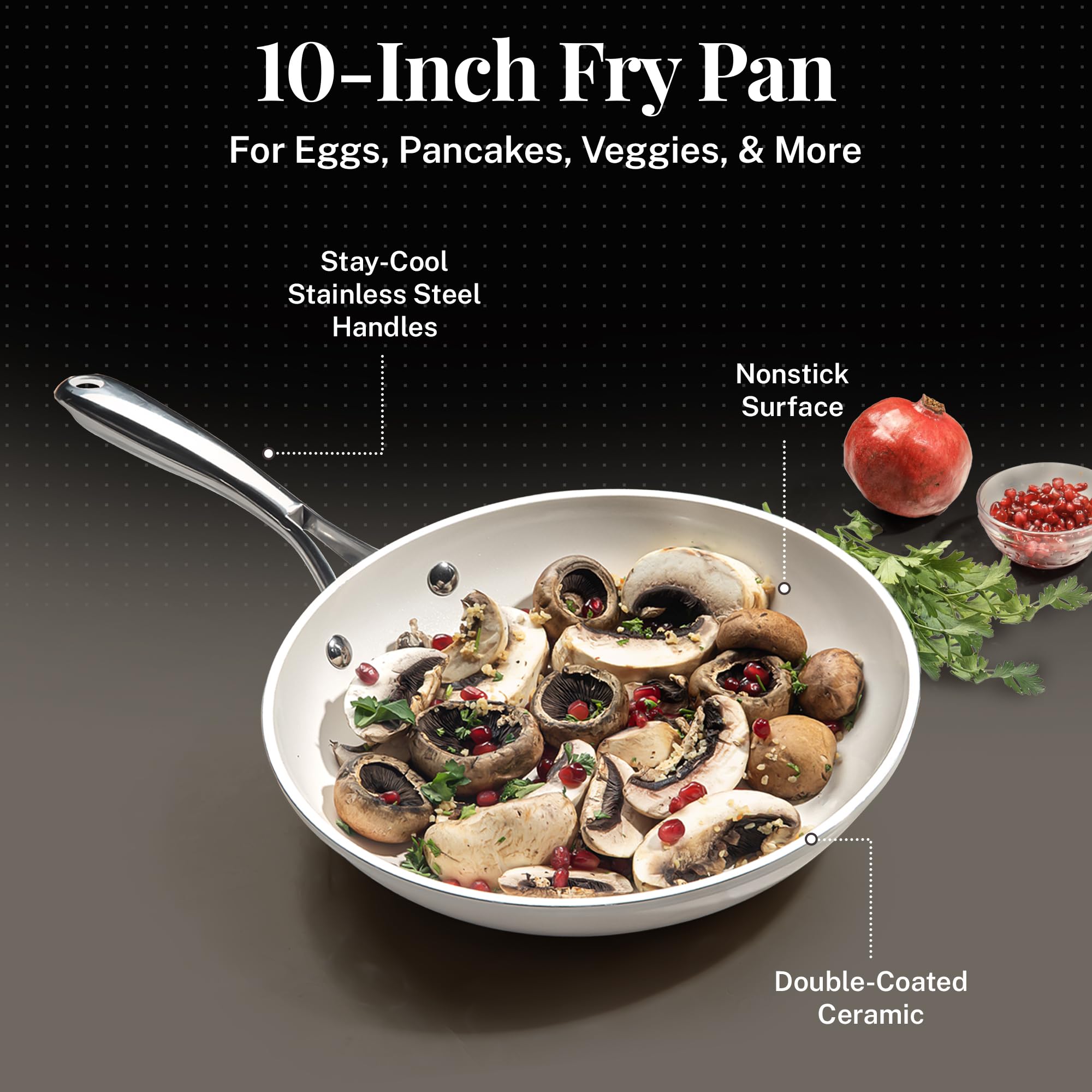 Gotham Steel 10 Inch Non Stick Frying Pans Nonstick Skillet, Ceramic Pan For Cooking Non Toxic, Nonstick Frying Pan Skillets Wit