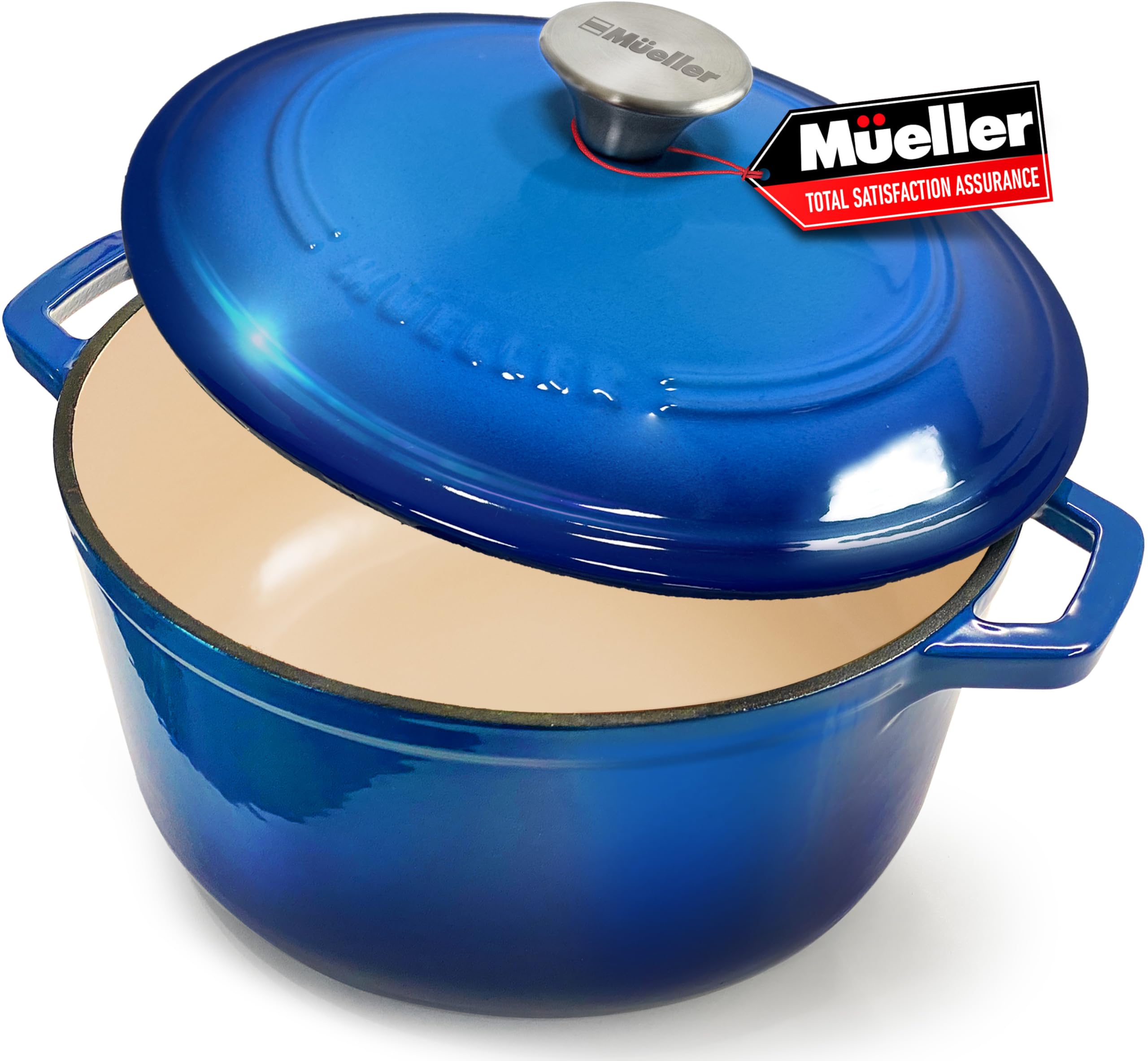 MUELLER HOME 6 Quart Enameled Cast Iron Dutch Oven For Sourdough Bread Baking, Heavy-Duty, Oven-Safe up to 500 F & Across All Co