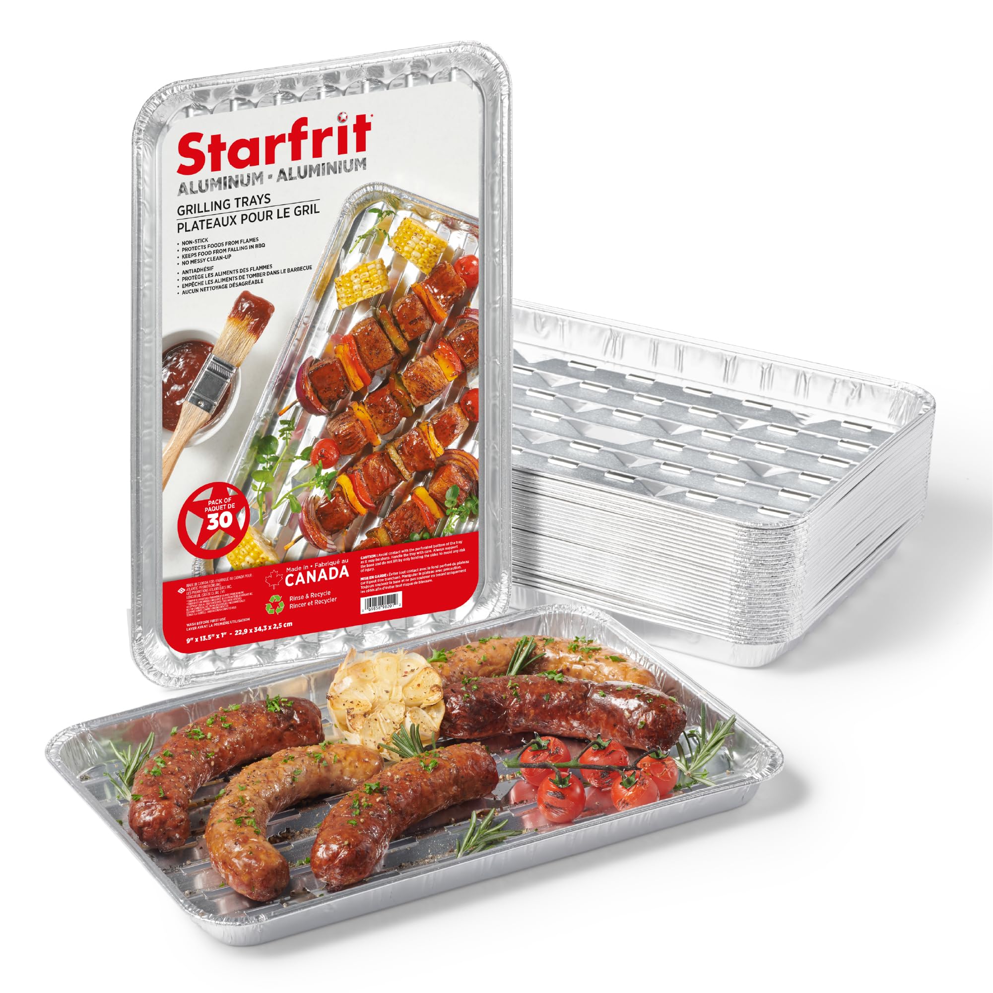 Starfrit Aluminum Grilling Trays, 30Pack, 13.5 x 9 in, Disposable