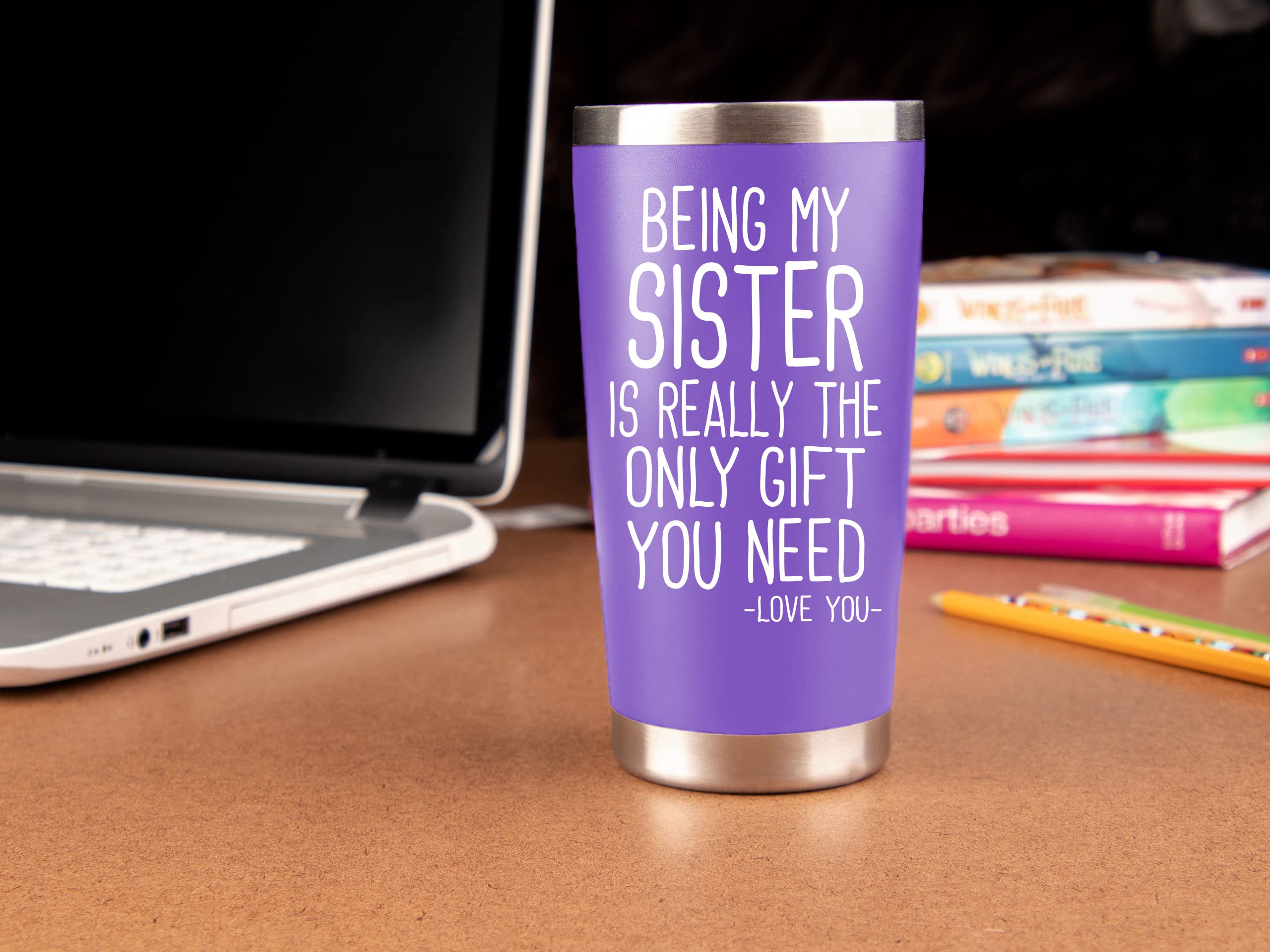 Klubi Sister Gifts From Sister Brother - Being My Sister Is The Only Gift You Need 20Oz Tumbler Coffee Mug Purple- Funny Gift Id