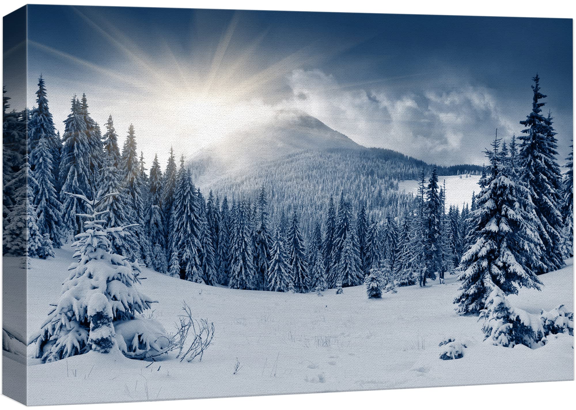 Wall26 Canvas Print Wall Art Woodland Nursery Decor Sunlight Over Winter Mountain Forest Landscape Nature Wilderness Photography