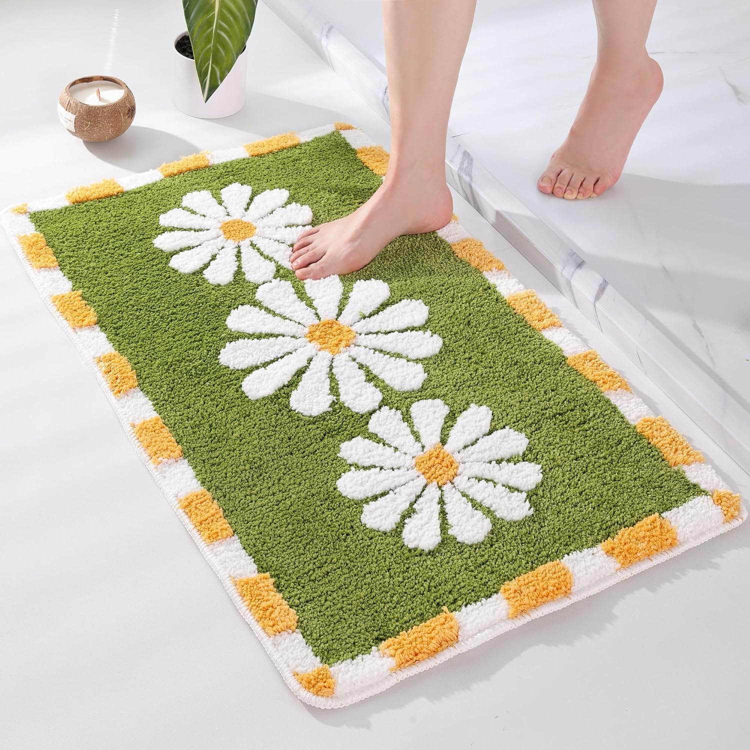 Roseate Blossom Super Soft Anti-Skid (50X80 Cm) Super Absorbent Mats Microfiber 2000 Gsm Mat For Bathroom/Kitchen/Door Mats For 