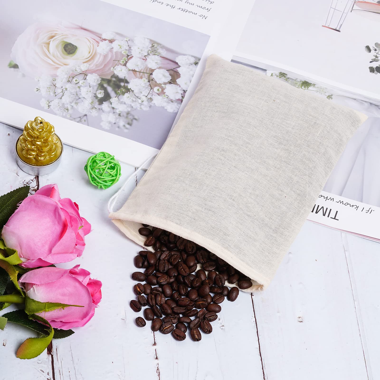 Tayfremn 50Pcs Cotton Drawstring Bags, Reusable Muslin Bag Natural Cotton Bags With Drawstring Produce Bags Bulk Gift Bag Jewelr