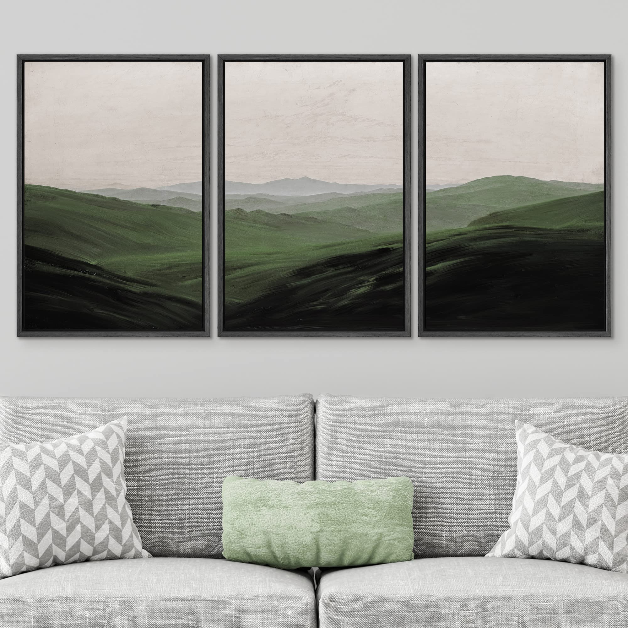 Signwin 3 Piece Framed Canvas Wall Art Flower Canvas Prints Home Artwork Decoration For Living Room,Bedroom - 16''X24''X3 Black