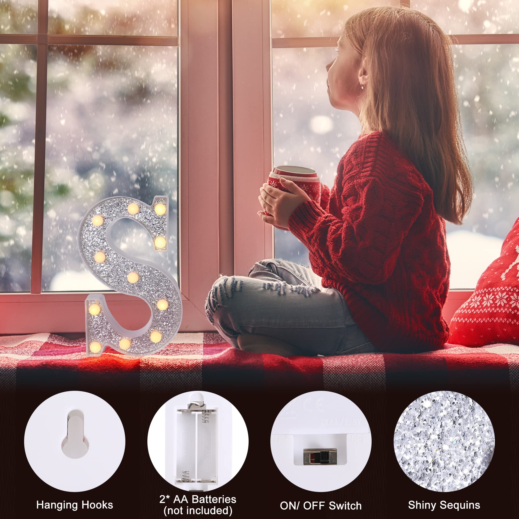 Foaky Silver Light Up Letters,Party Decorations,Birthday Decorations for Night Light Birthday Party Christmas Gifts (X)