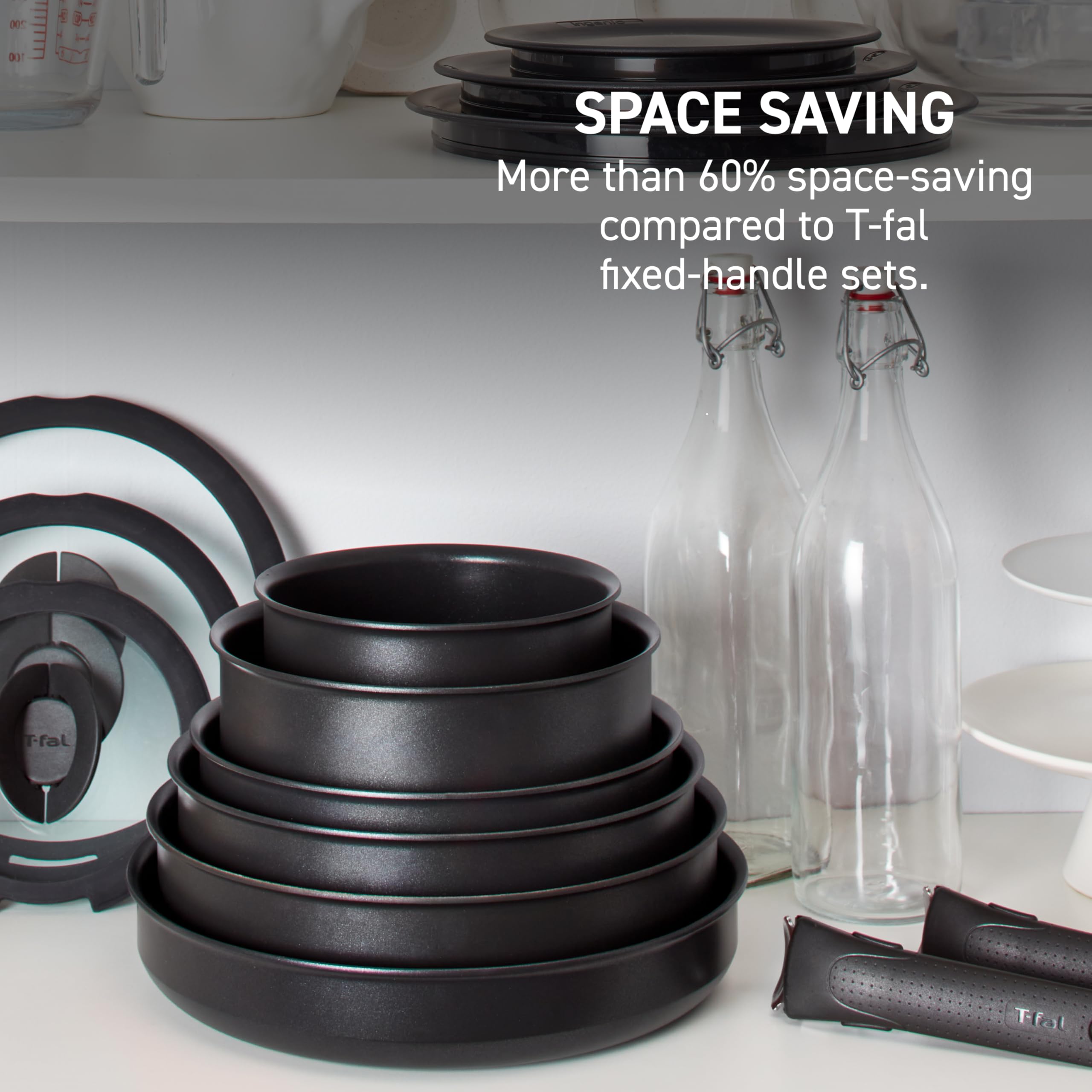 Tefal Ingenio Expertise 14-Piece Non-Stick Cookware Set, Induction Safe, Removable Handle, Onyx Black