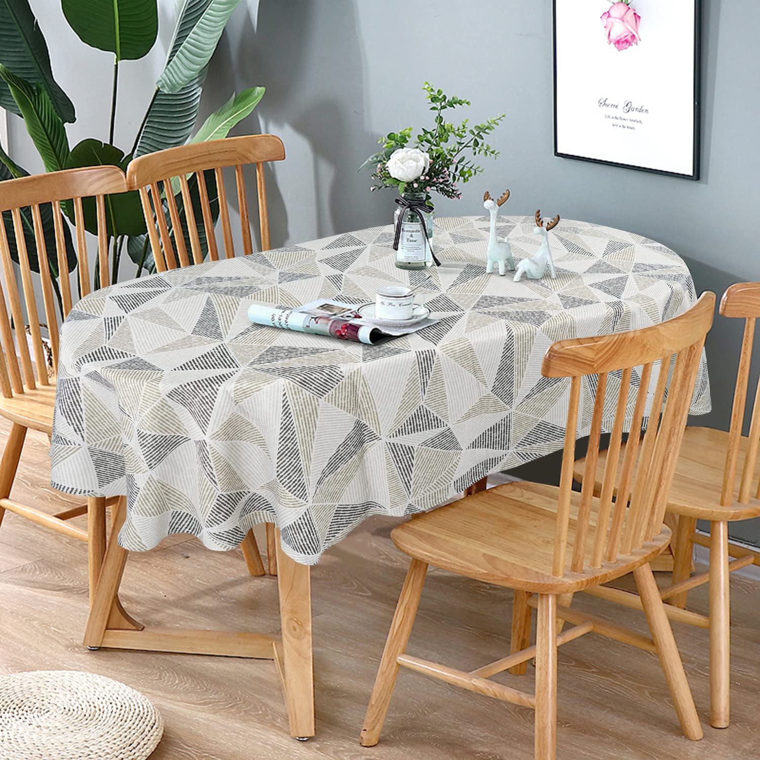 Bnejvif Oval Tablecloth, Modern Geometric Oval Tablecloth, Oval Tablecloth Indooroutdoor Waterproof Wrinkle Free Durable Oval Ta