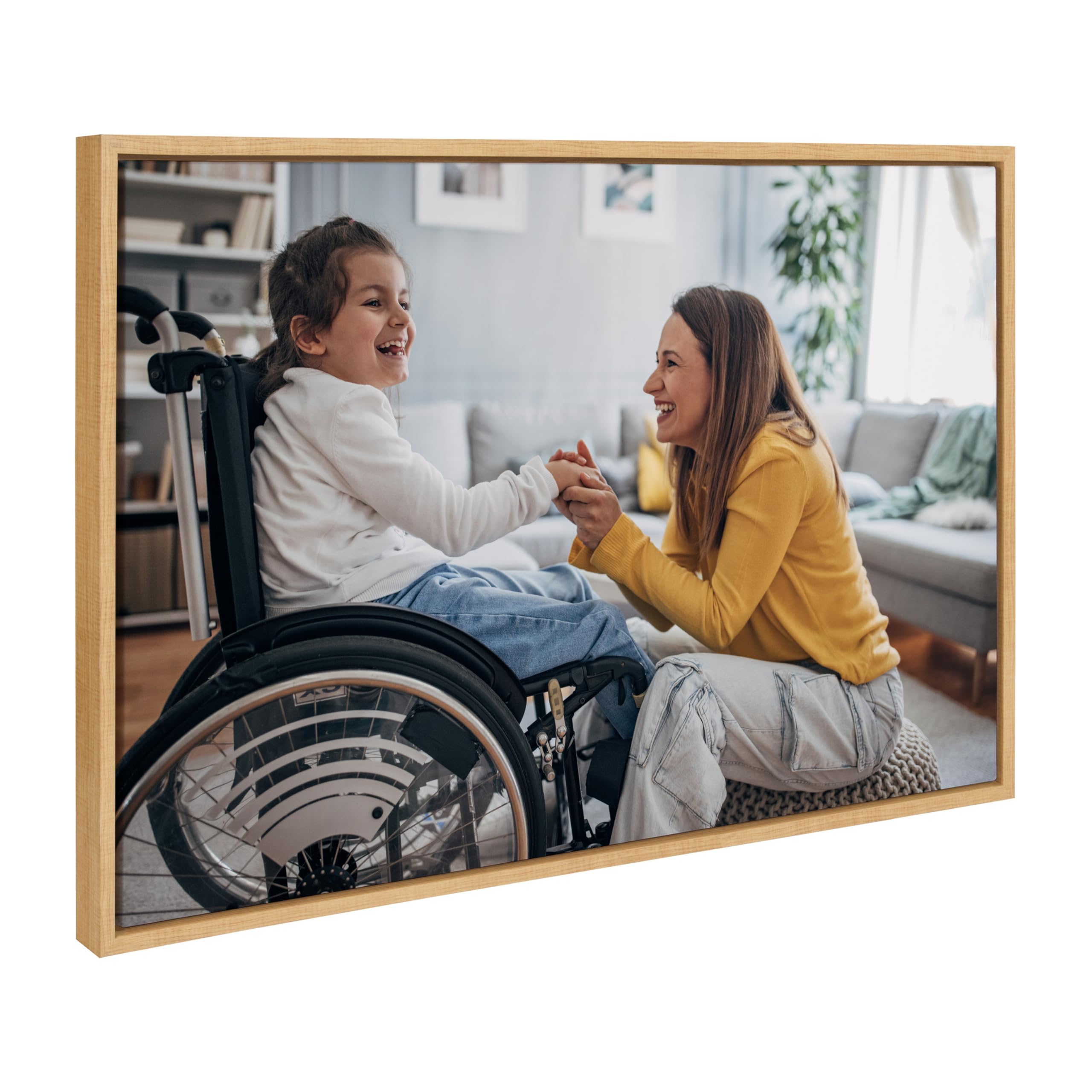 Kate And Laurel Sylvie Custom Printed Framed Canvas Wall Art, 33X23 Natural, Personal Canvas Print With Your Photos For Bedroom