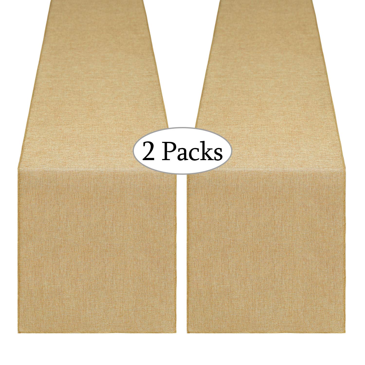 B-Cool 2 Pieces Burlap Table Runners 13X108 Inch Fall Table Runner Dresser Cover For Farmhouse Jute Table Runner Fabric Wedding
