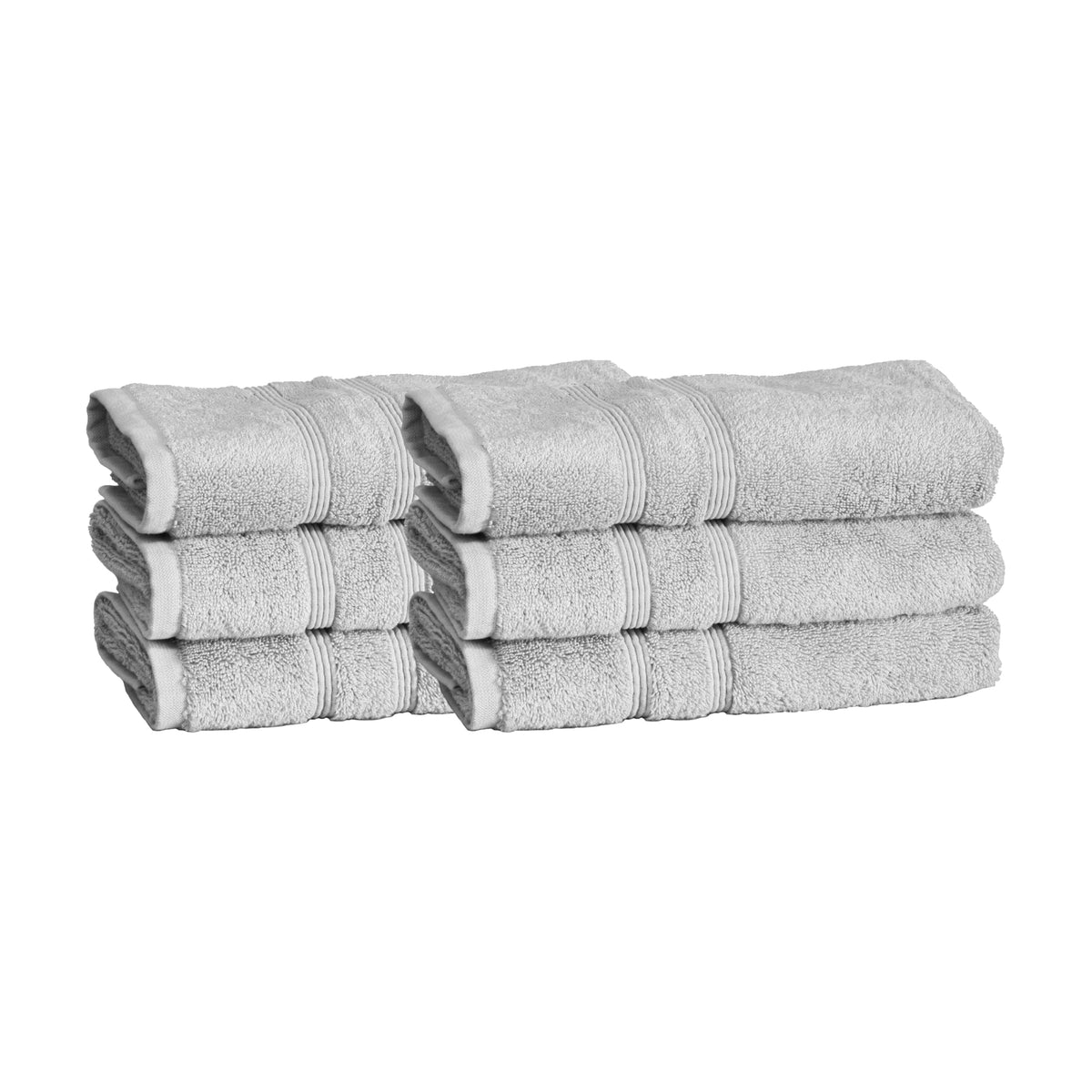 Mosobam Luxury Turkish Set Of 6 Hand Towels 16X30 Light Grey (Gray) 700 Gsm Bamboo Viscose & Aegean Turkish Combed Cotton