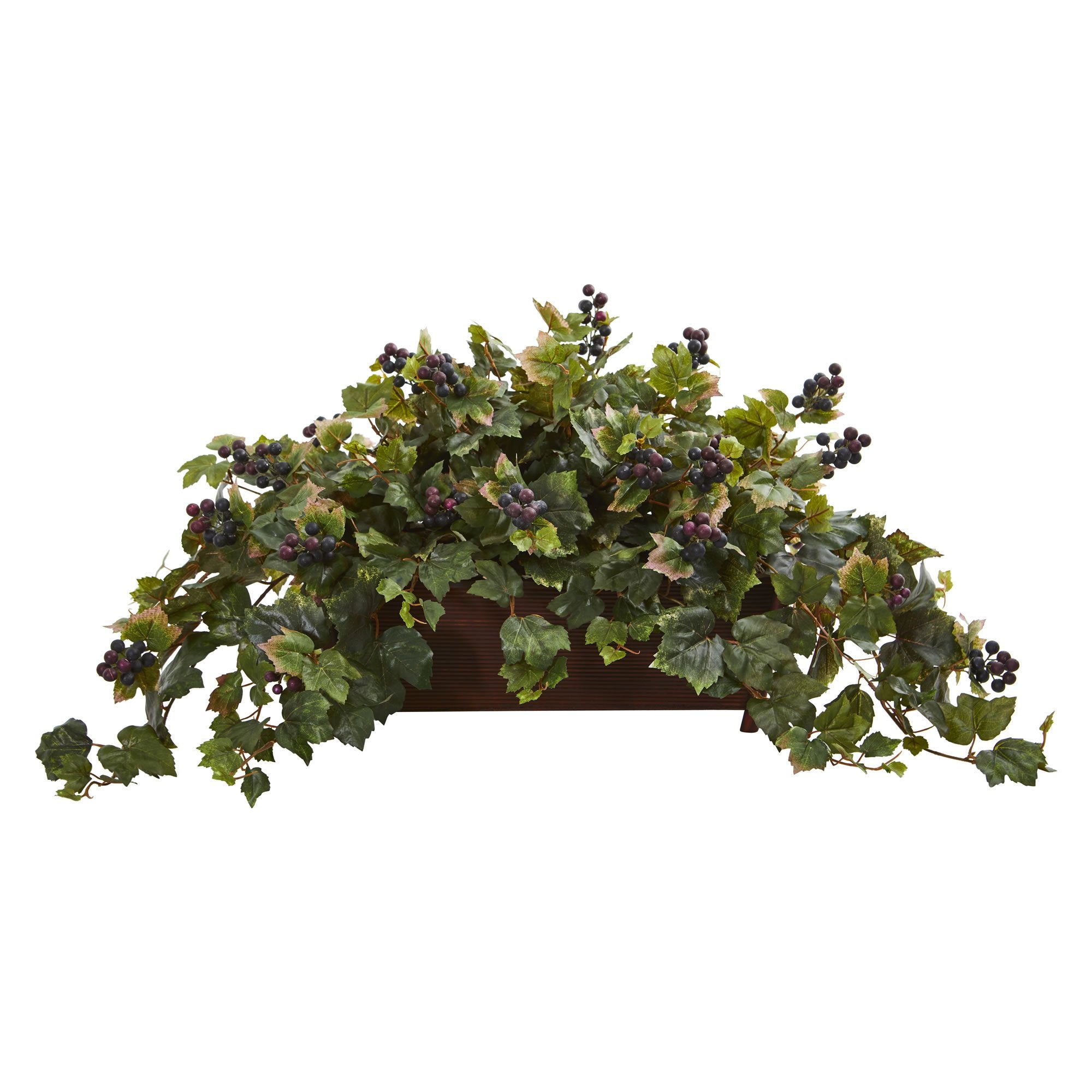 Nearly Natural Grape Leaf Artificial Decorative Planter Silk Plants, Green