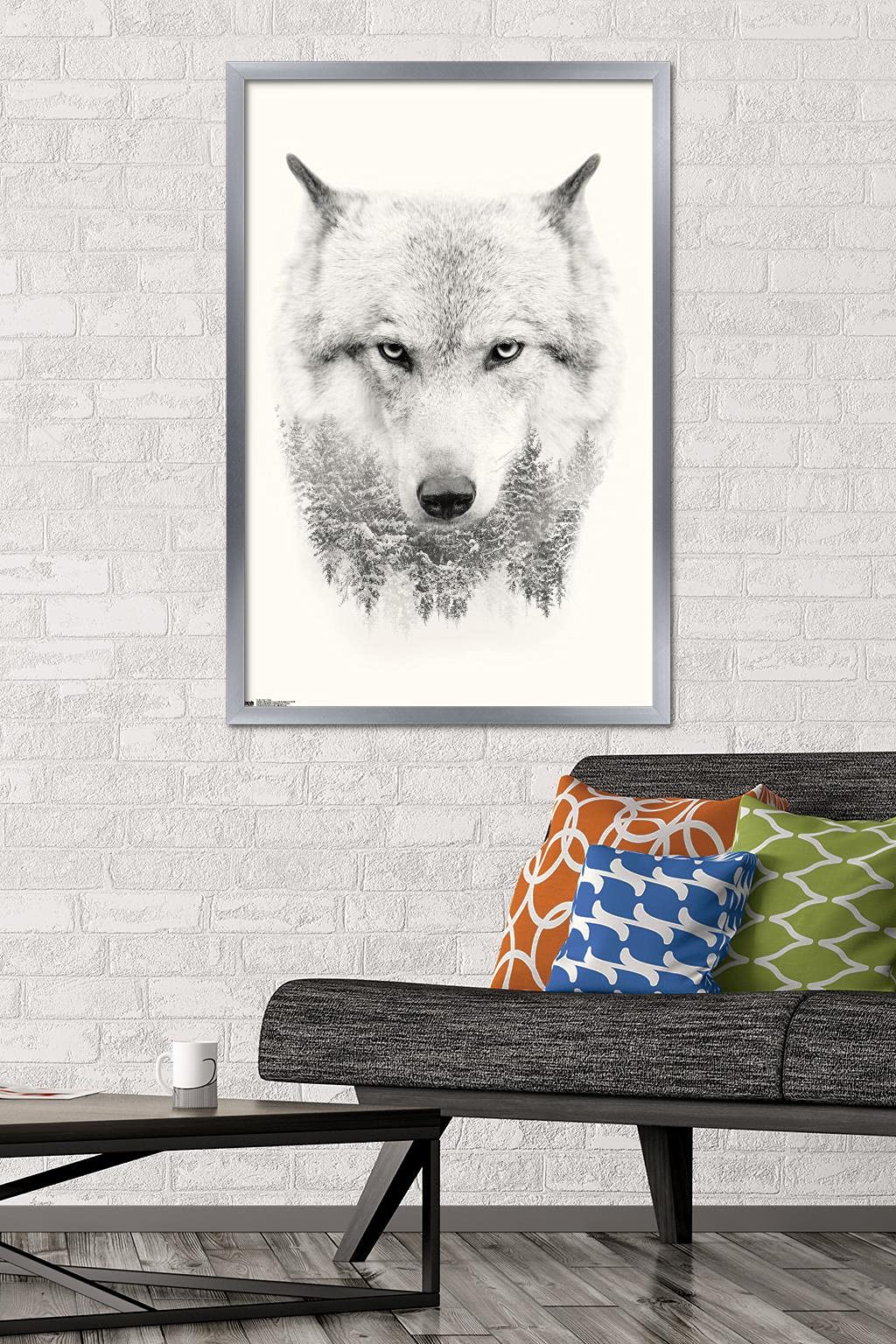 Trends International Wolf - Trees Wall Poster, 22.375'' X 34'', Silver Framed Version