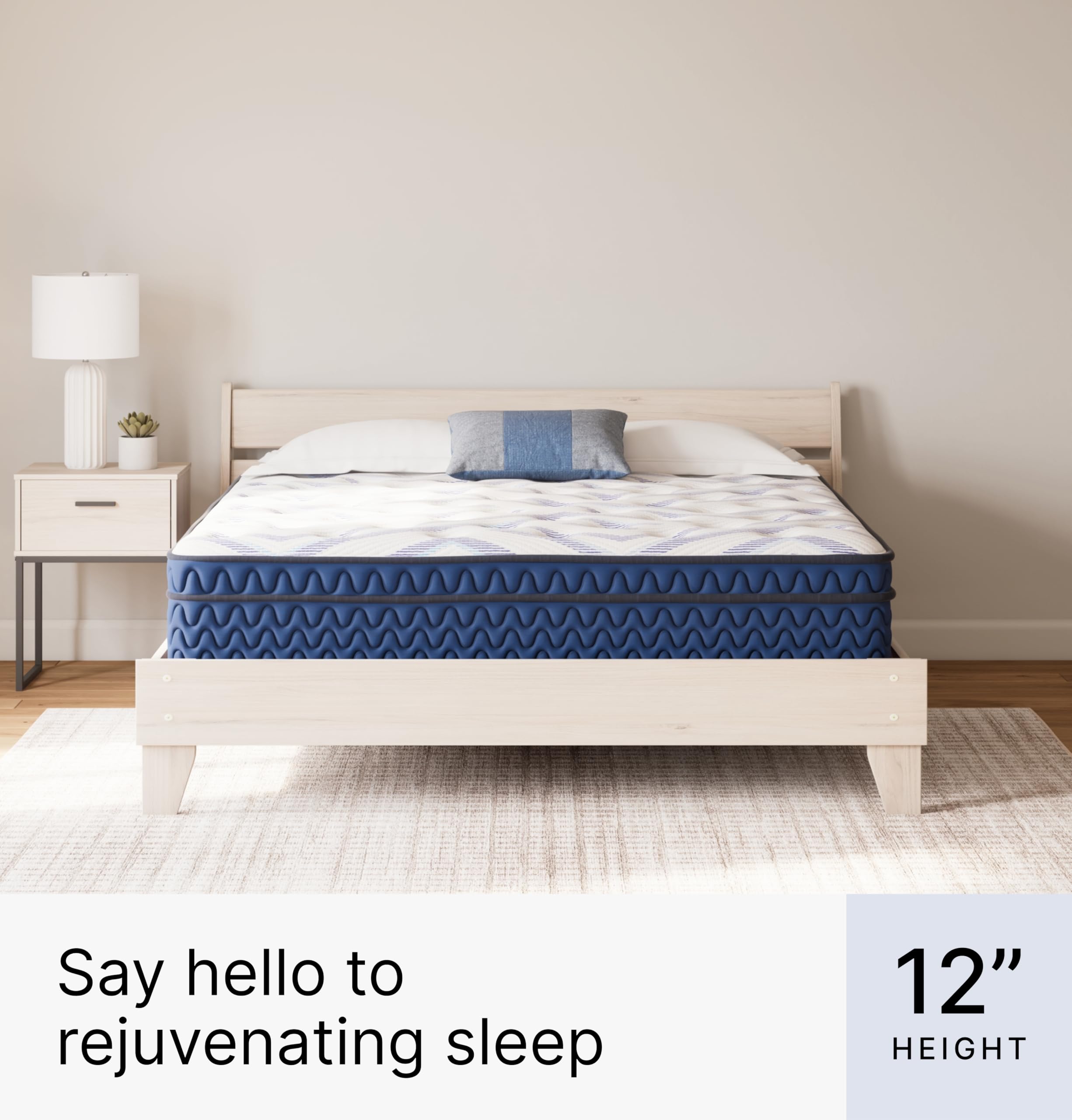 Signature Design by Ashley California King Size Stack 12 Inch Hybrid Medium Plush Cooling Gel Infused Memory Foam Mattress for P