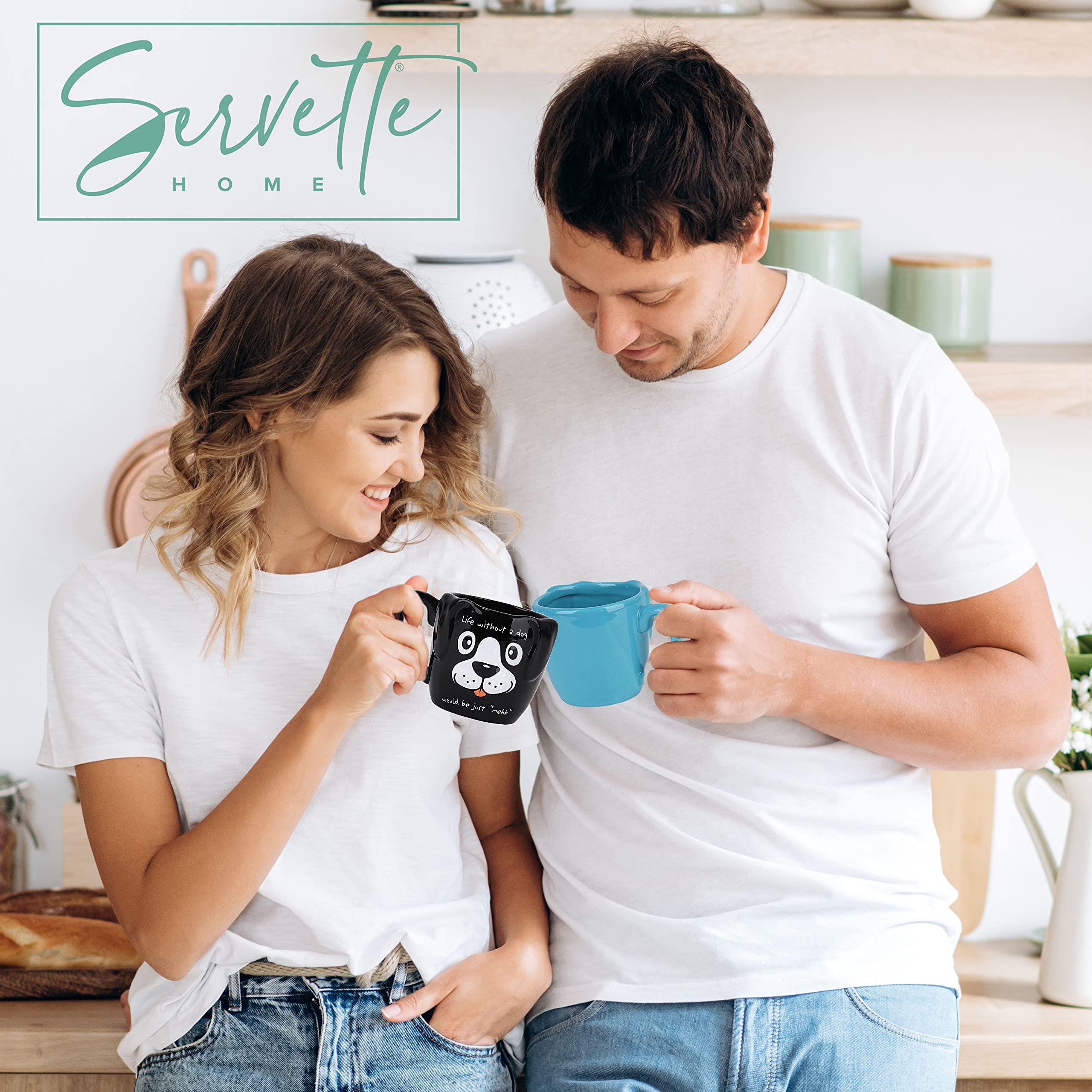 Servette Home Black Dog Coffee Mugs for Dog Lovers Life without a dog would be just mehh