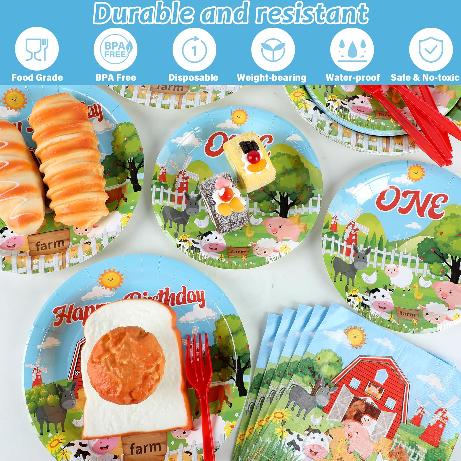 96 Pcs Smile Face Party Supplies Paper Plates Napkins Preppy Smile Themed Party Birthday Dinner Dessert Decorations Favors for Kids Baby Shower Decor Serves 24