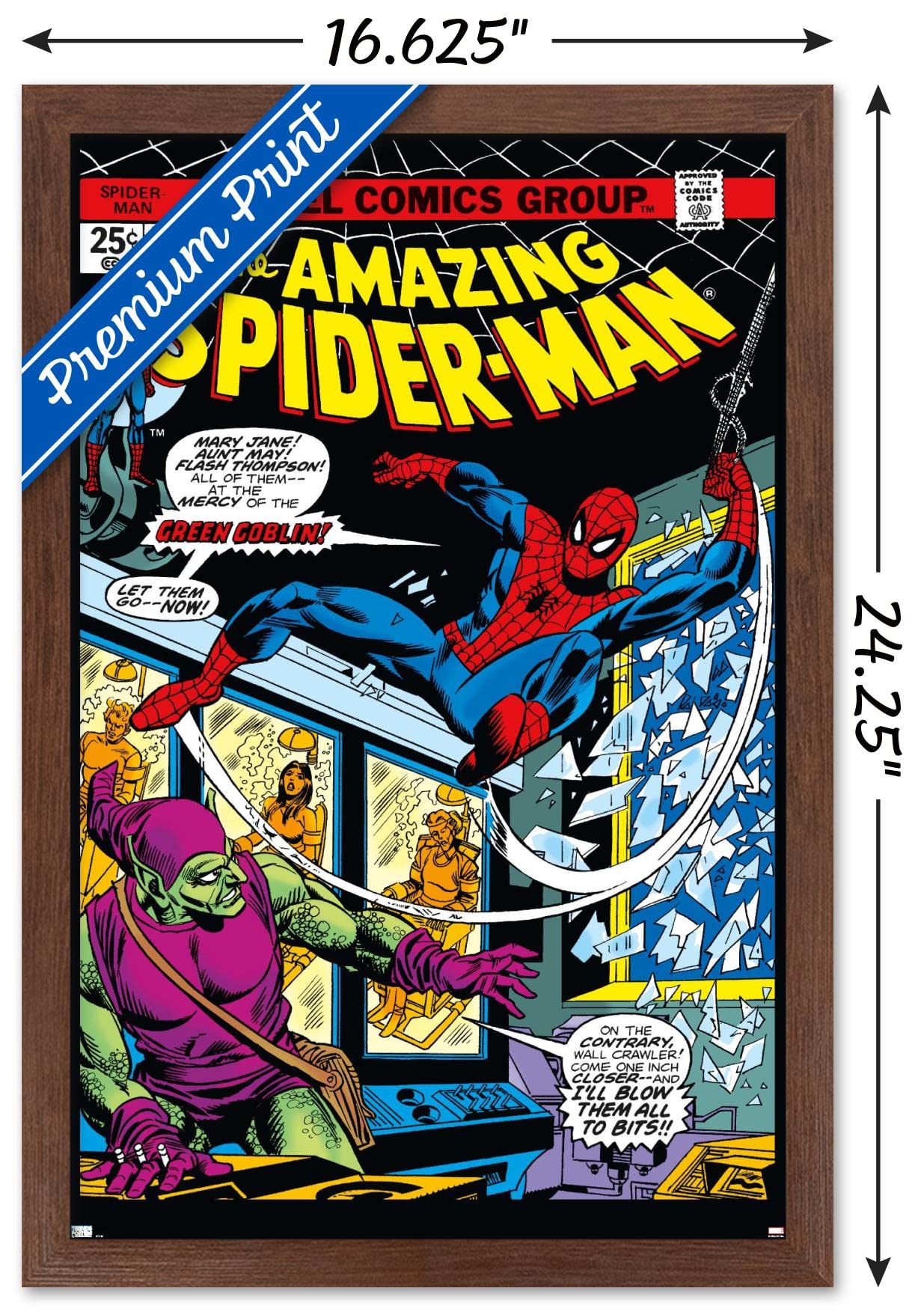 Trends International Marvel Comics - Spider-Man - Amazing Spider-Man #137 Wall Poster, 14.72'' X 22.37'', Mahogany Framed Versio