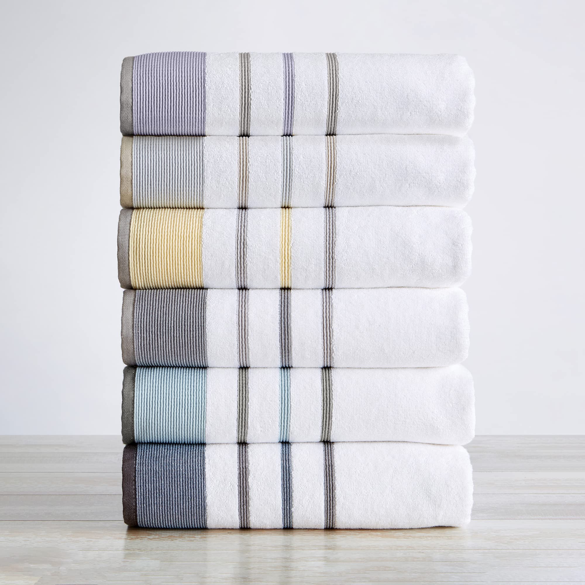 Great Bay Home Cotton, Striped Hand Towel Set (16 X 30 Inches) Oversized Decorative Luxury Hand Towels. Noelle Collection (Set O