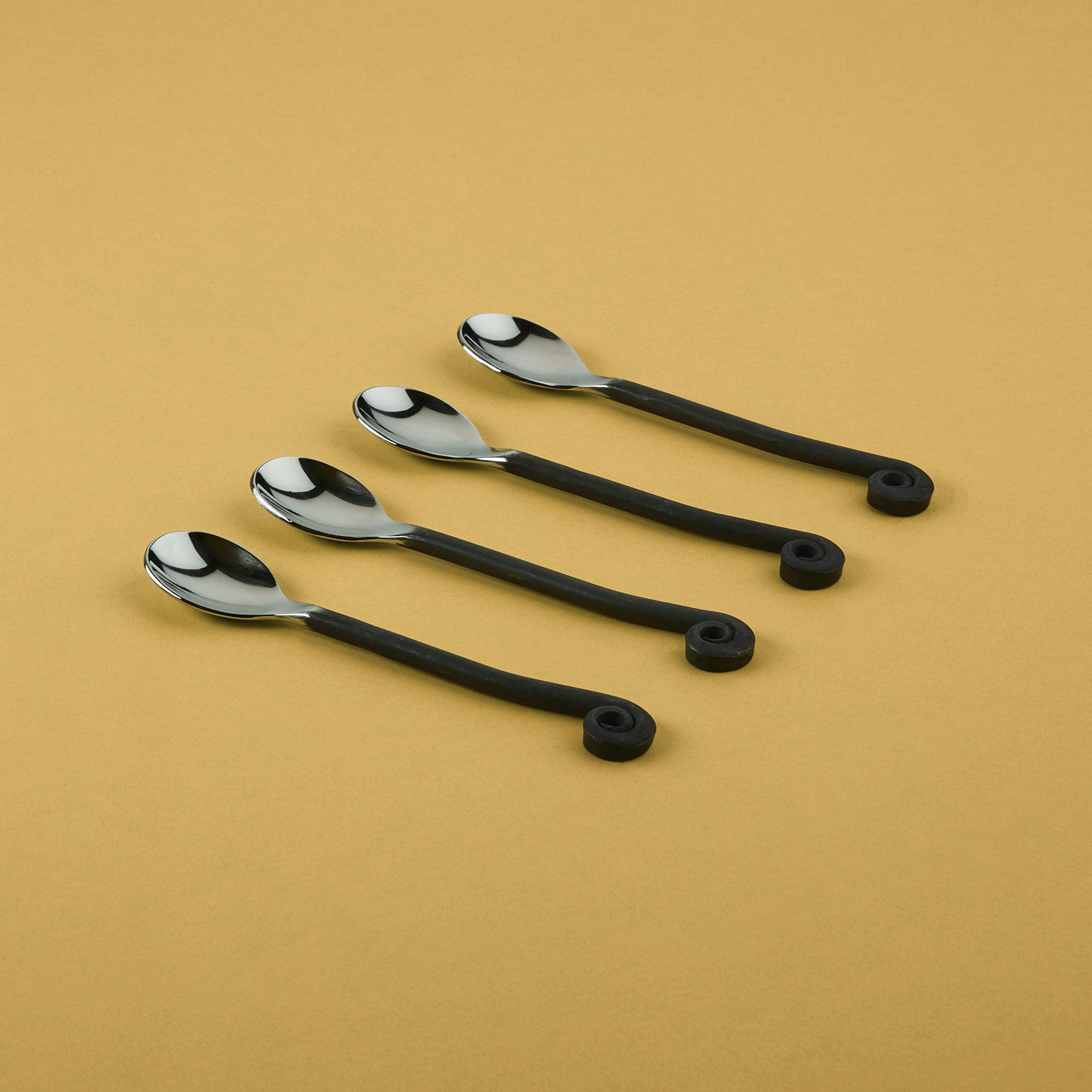 Gourmet Settings 4-Piece Mini Spoons Set, Treble Clef Collection Polished/Matte Small Stainless Steel Teaspoons, Demitasse Espre