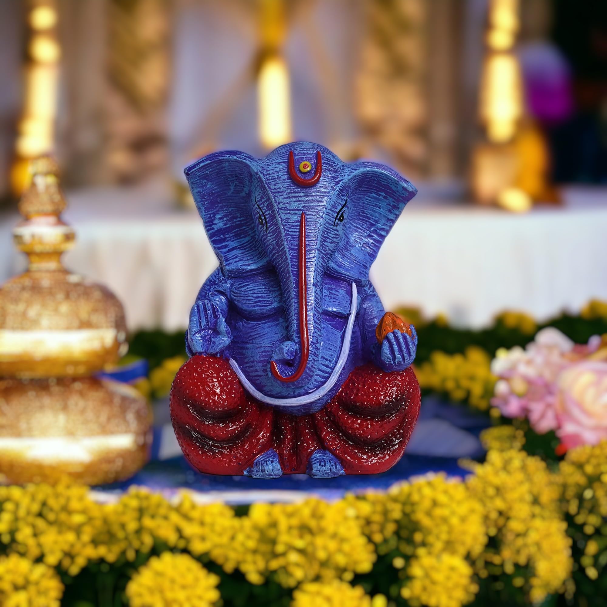 Karighar Ganesh Ji Statue, Decorative Showpiece Idol For Home/Living Room/Puja Room/Gifting (5 Inch) Multicolor