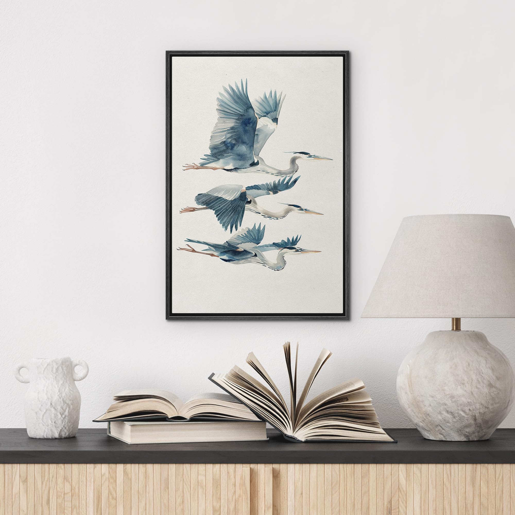 Wall26 Framed Canvas Print Wall Art Flight Of The Cranes Graceful Bird In Motion Illustrations Modern Art Decorative Multicolor