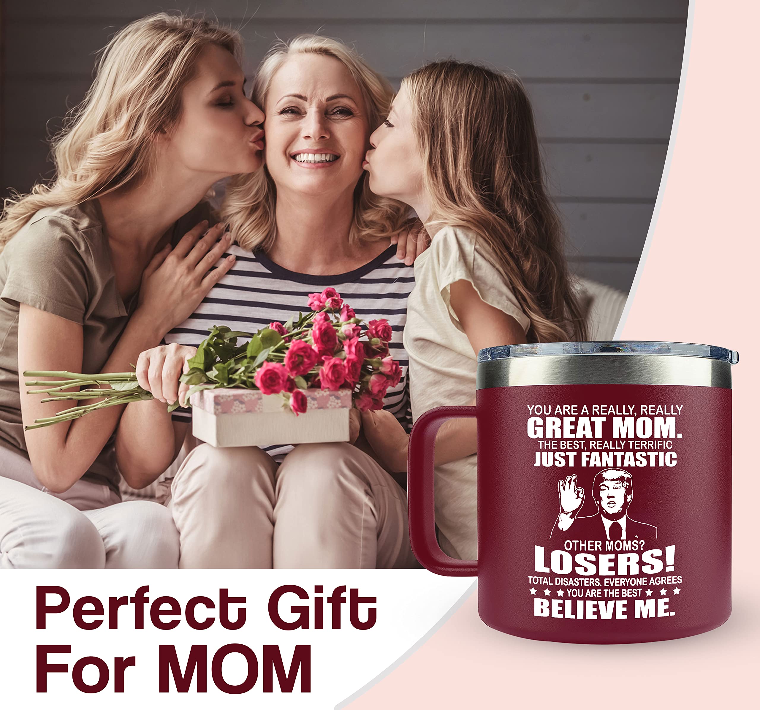 LIZAVY Stainless Steel Coffee Mug - 14 Oz, Gifts for Mom, Cool Birthday Gifts for Moms, Mother's Day Gift, Mom 01