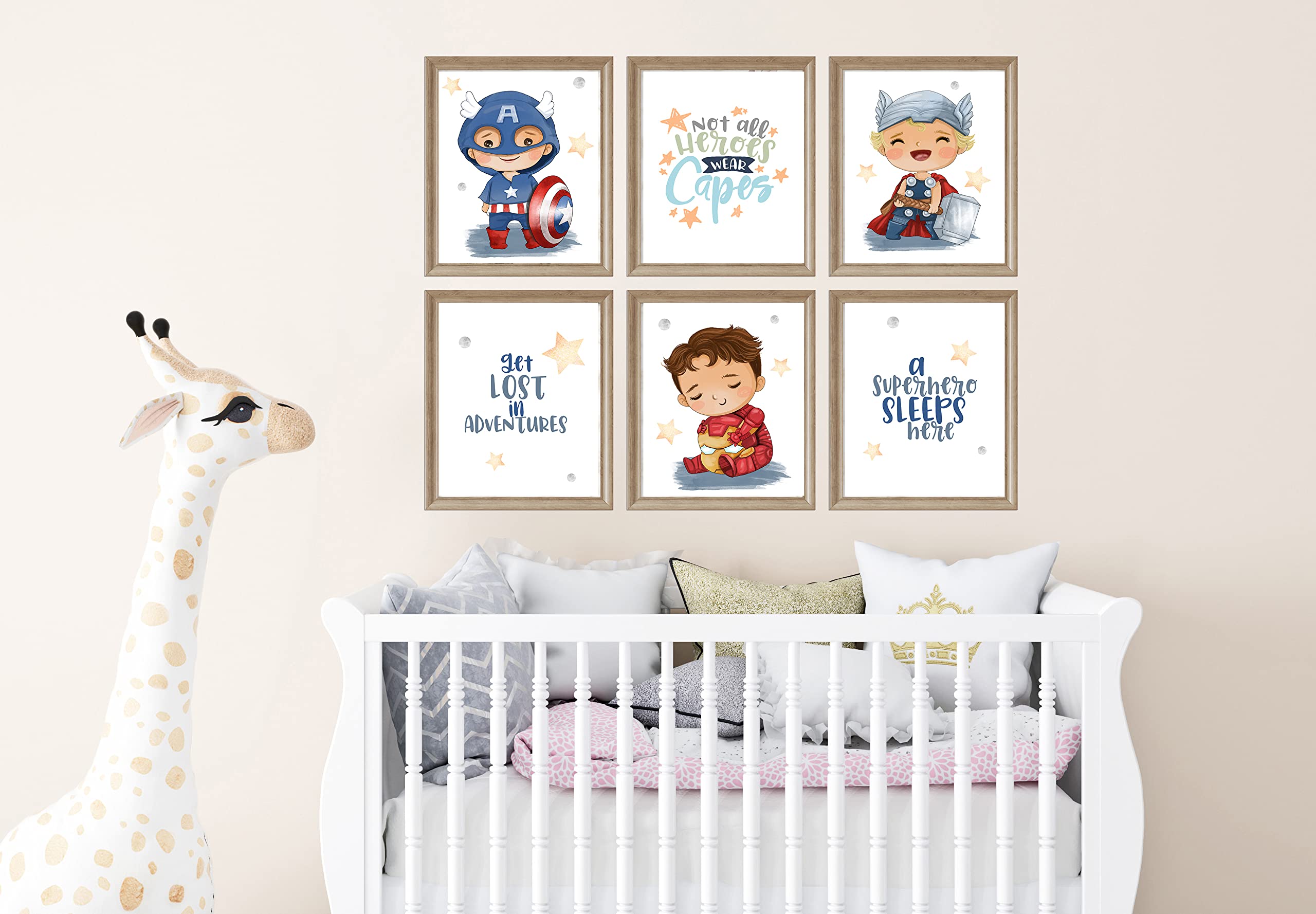 Silly Goose Gifts A Superhero Sleeps Here - Darling Baby Super Hero Themed Wall Art Print Room Nursery Decor (Lost in Adventures