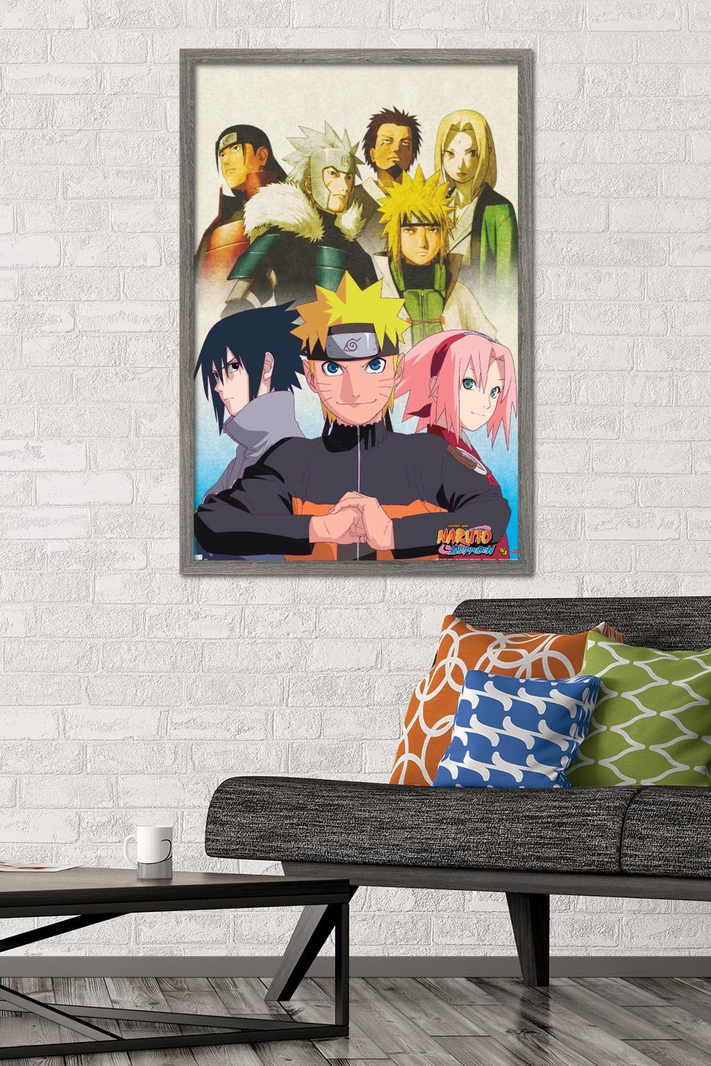 Trends International Naruto Shippuden - Key Art Wall Poster, 22.375'' X 34'', Barnwood Framed Version