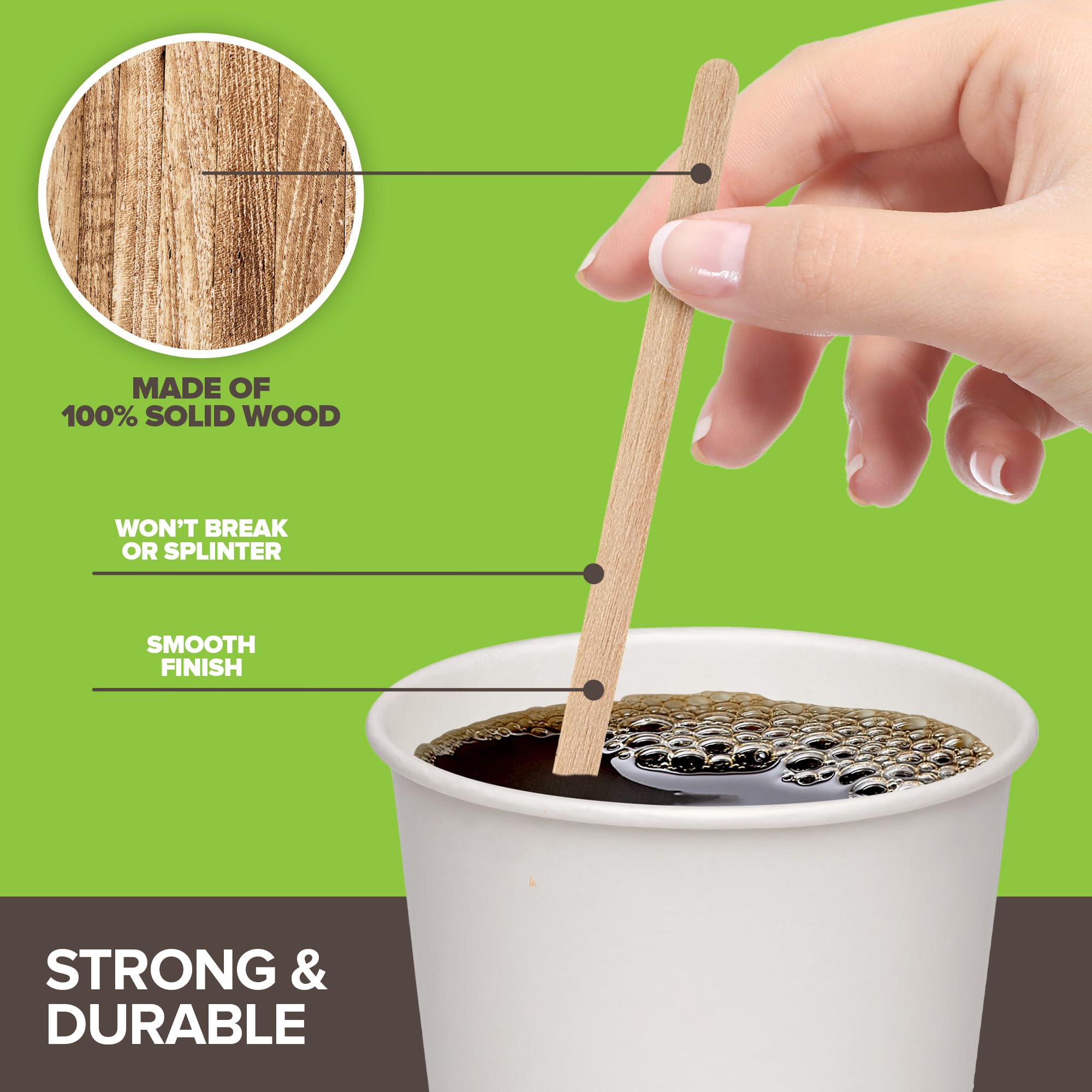 1000 Count Wooden Coffee Stir Sticks, Bulk Wood Stirrers For Coffee And Tea, Disposable Drink Stirrers For Hot Drinks, 5.5 Inch
