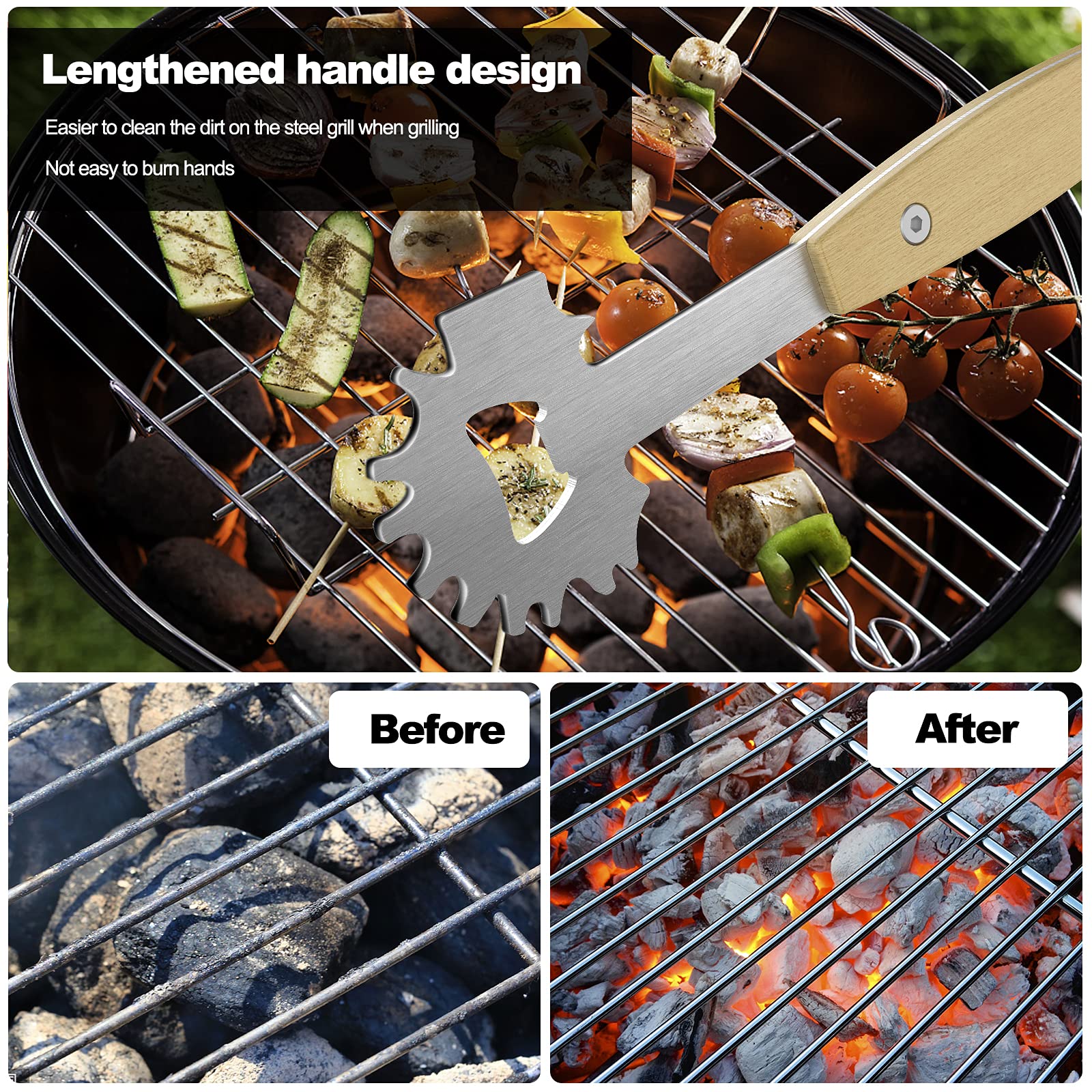 2 Bbq Grill Scraper, Stocking Stuffers For Men, Bristlefree Safe Bbq Scraper Fits Any Grilling Grate Or Smoker Cleaning Tool And