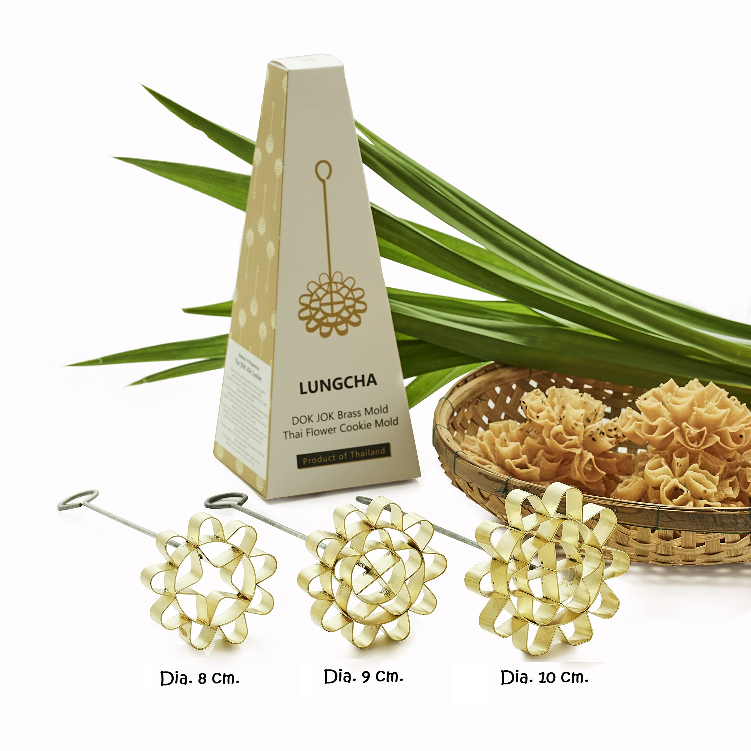 Dok Jok Brass Thai Flower Cookies Mold For Stylist Sunflower Crispy Biscuit Difference Size (8 Cm)