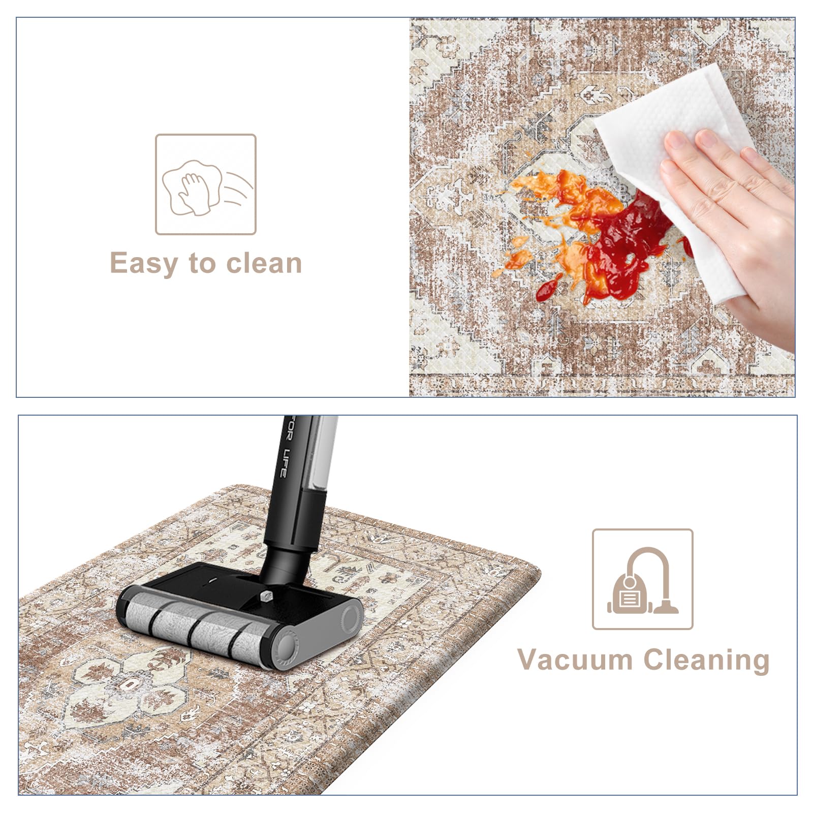 Sungea Farmhouse Anti Fatigue Mats For Kitchen Floor, Distressed Kitchen Rugs Non Slip Cushioned Kitchen Floor Mats, Ergonomic W