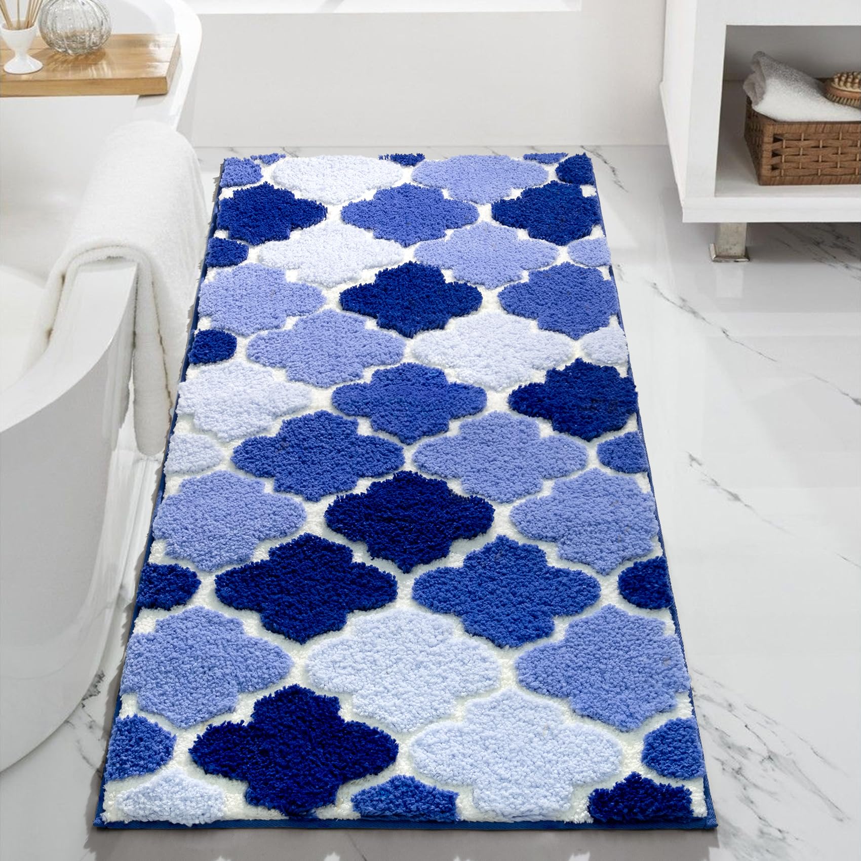 Dexde Bathroom Rug Runner Non-Slip, Extra Absorbent Shaggy Large Bath Mat, Machine Washable Long Shower Rug For Bathroom Bedroom