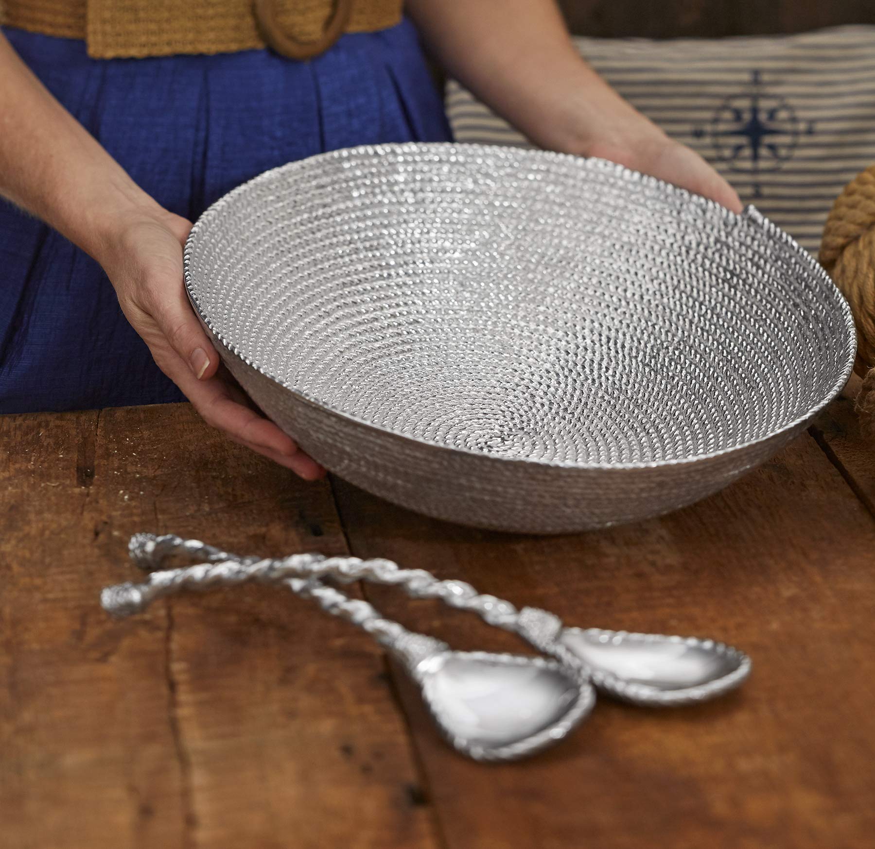 Mariposa Rope Handle Salad Servers, Silver