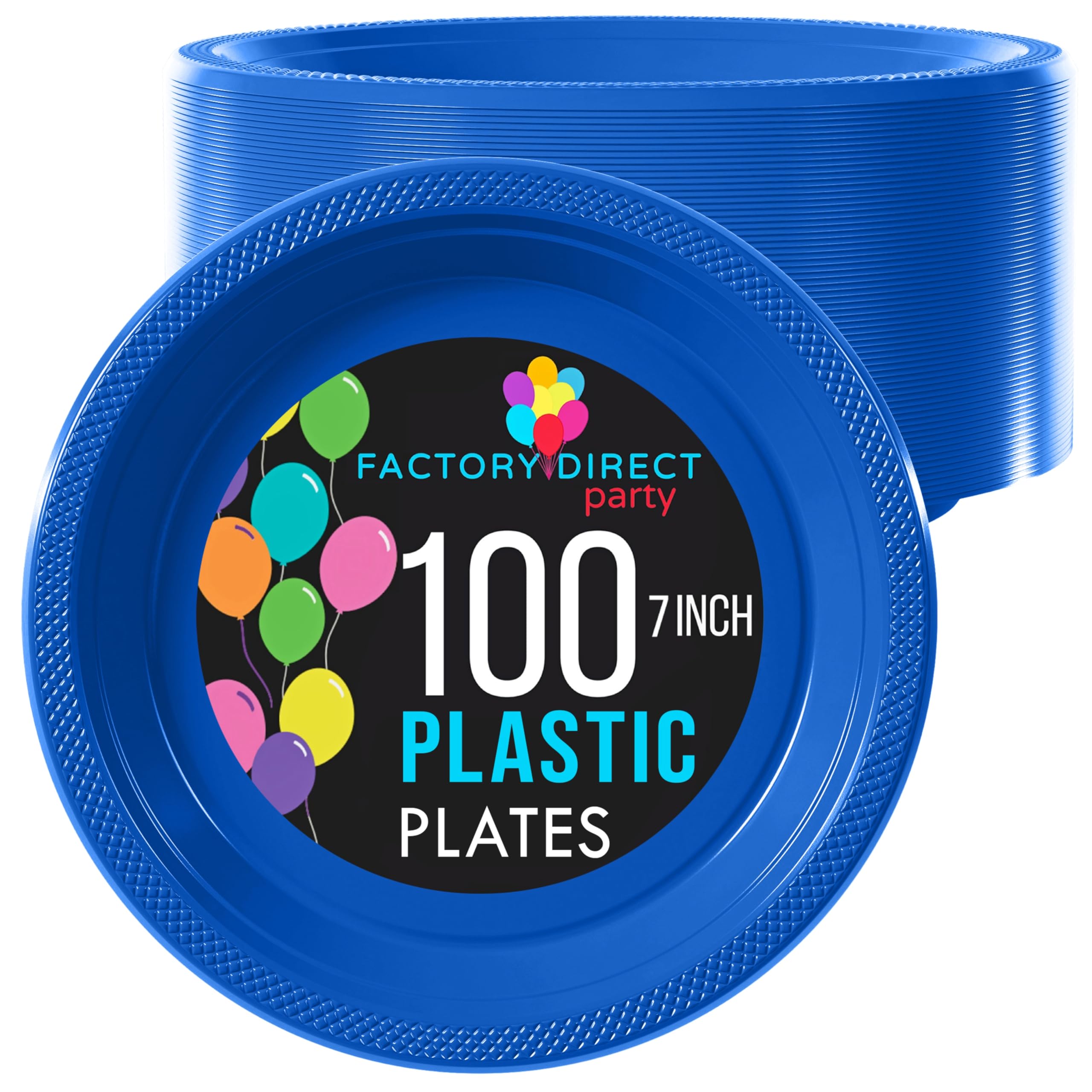 Exquisite 7 Inch. Dessert Plates Dark Blue Plastic Plates Disposable, 100 Count Dark Blue Plate Set, Disposable Plates For Party