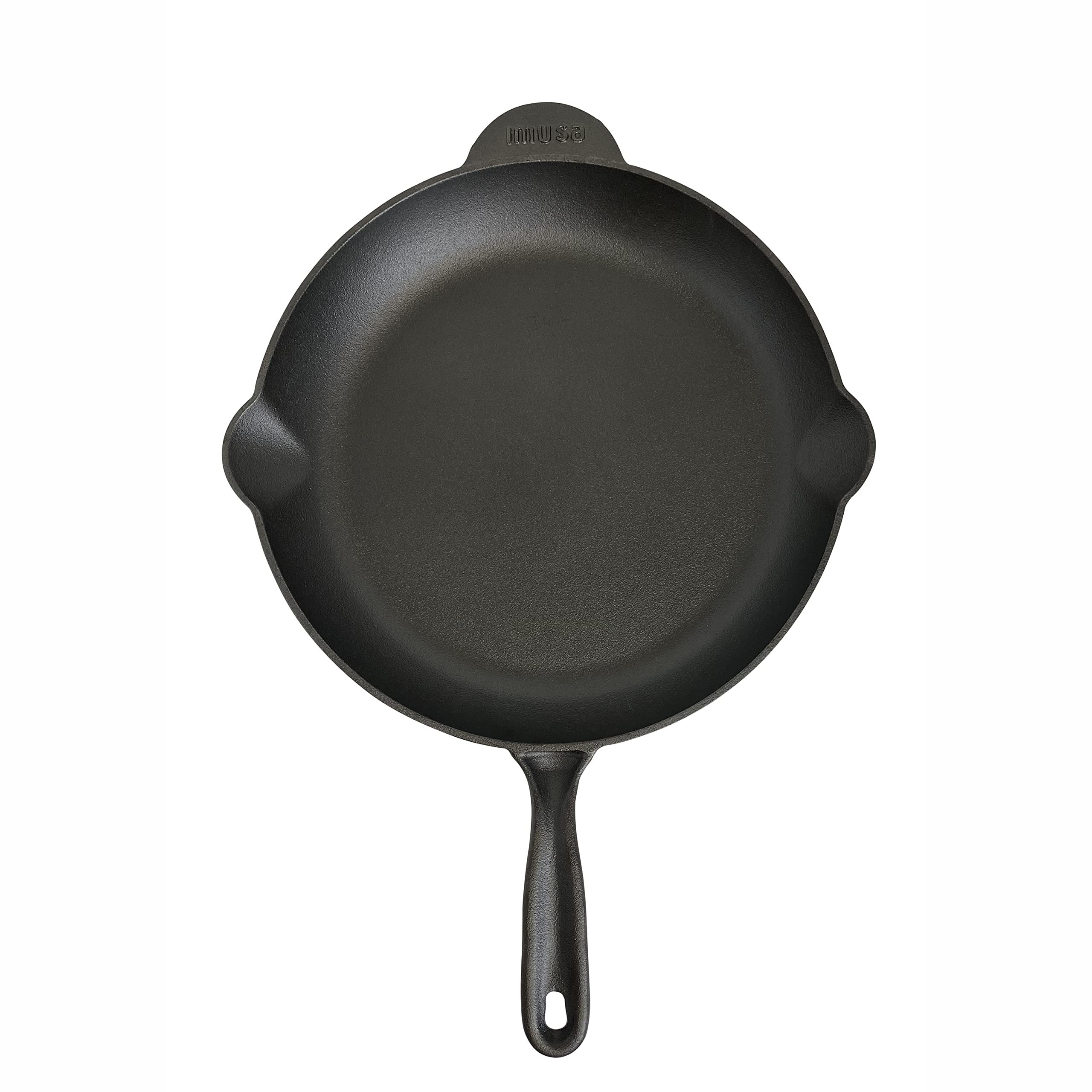 IMUSA USA 12 Cast Iron Skillet with Helper Handle for Indoor & Outdoor