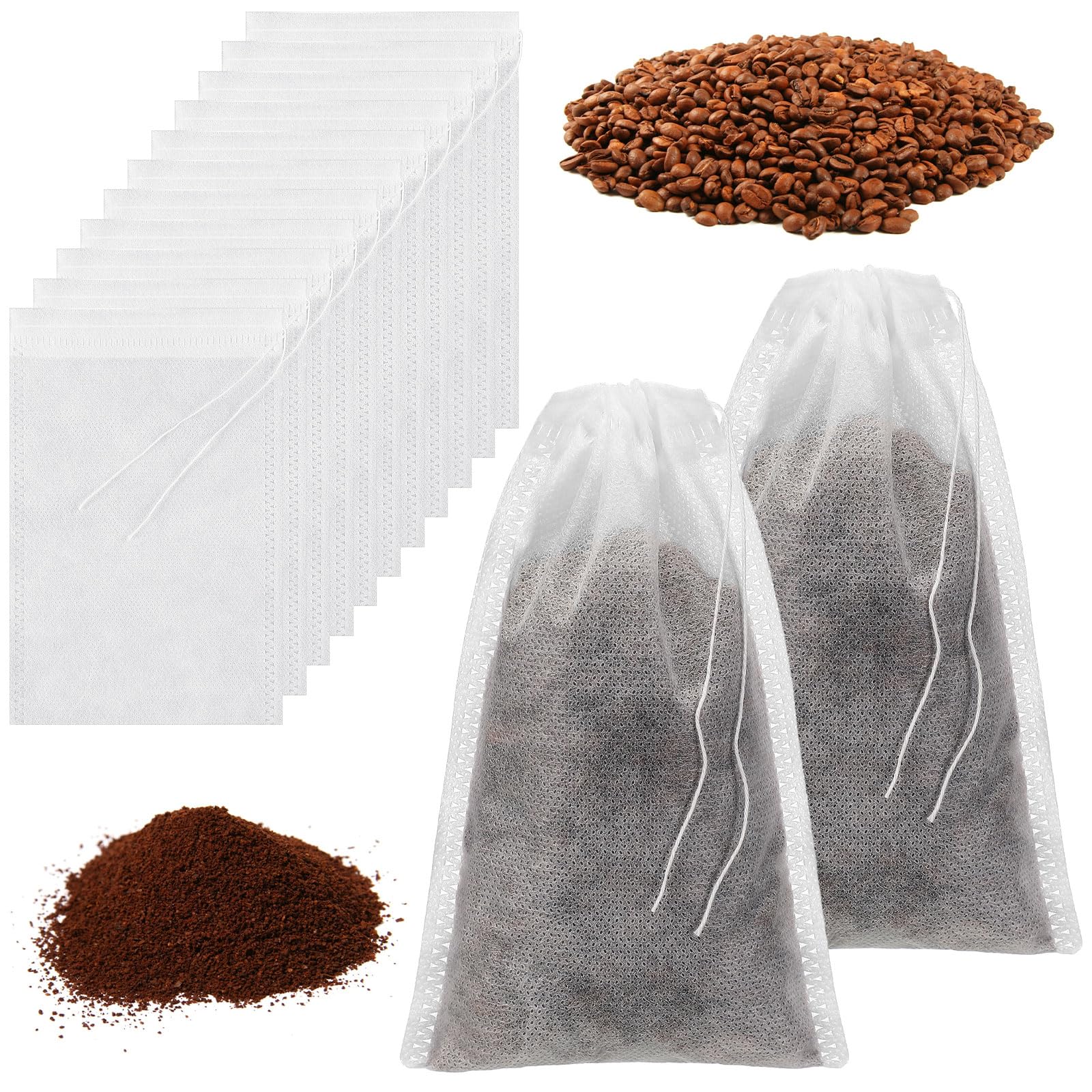 Newwiee 400 Pcs Tea Filter Bags Large Tea Bags 4 x 6 Inch Disposable Empty Tea Bags for Loose Tea Mesh Cold Brew Coffee Filter B