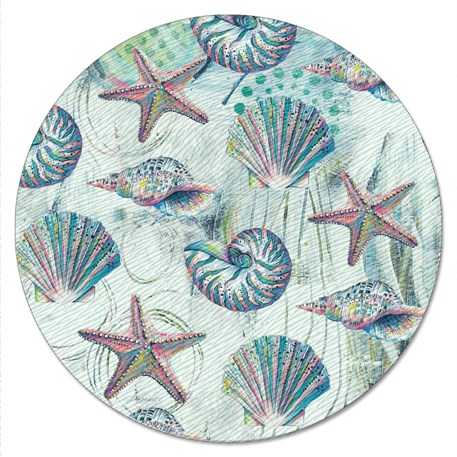 Counterart Jewels Of The Sea 4Mm Heat Tolerant Tempered Glass Lazy Susan Turntable 13'' Diameter Cake Plate Condiment Caddy Pizz