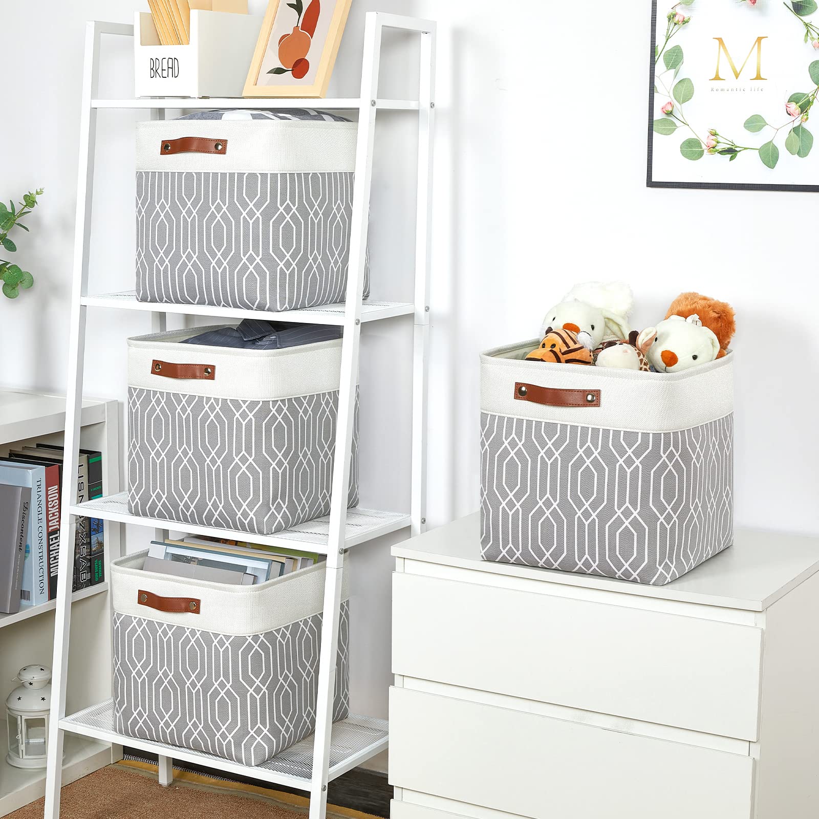 Temary Collapsible Baskets 13 Inch Storage Cubes For Organizing, Storage Baskets For Shelves, 4 Pack Fabric Storage Cubes Bins F