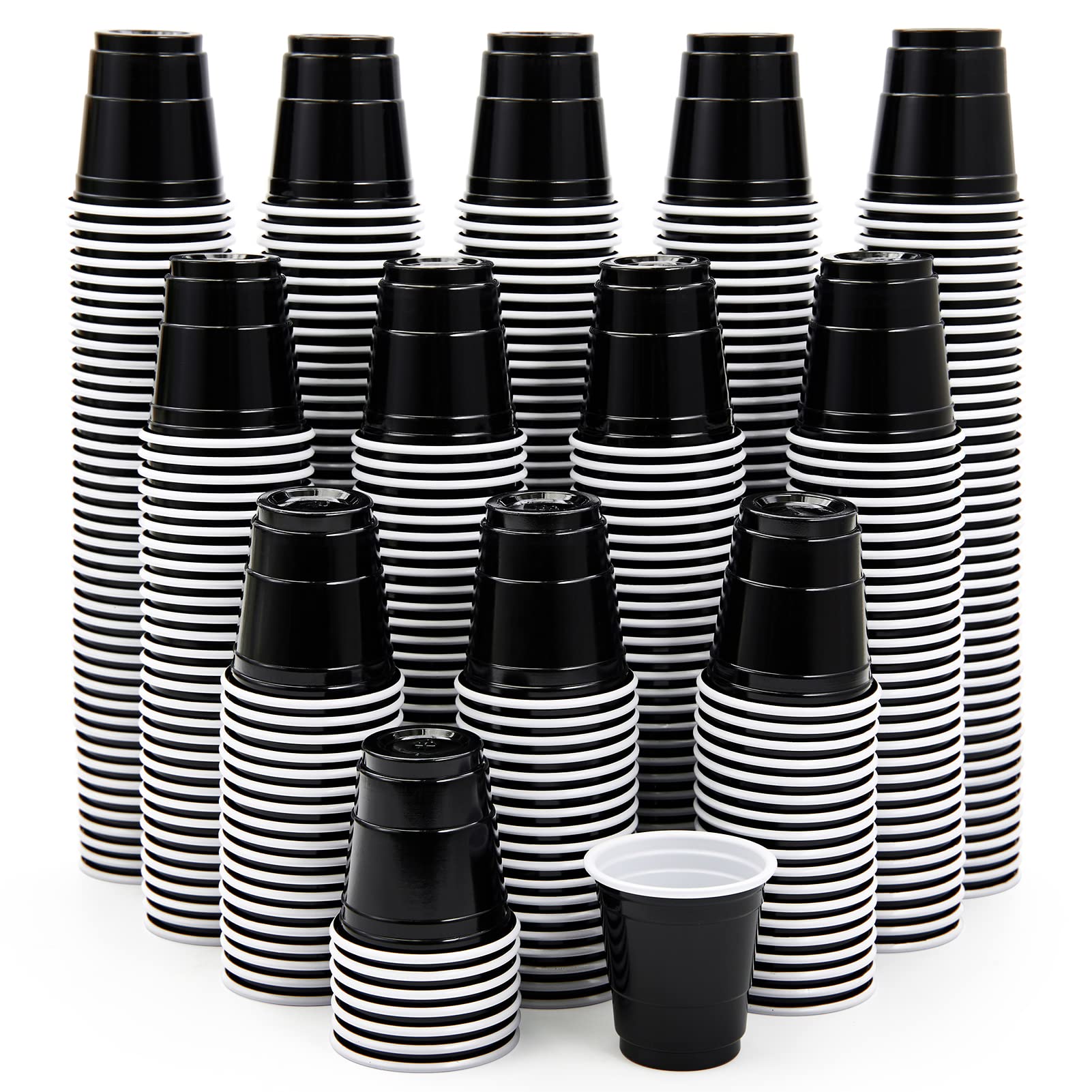 Lilymicky 600 Pack 2 Oz Plastic Shot Glasses, Black Disposable Shot Cups, Mini Black Shot Cups, 2 Oz Party Cups For Christmas Pa