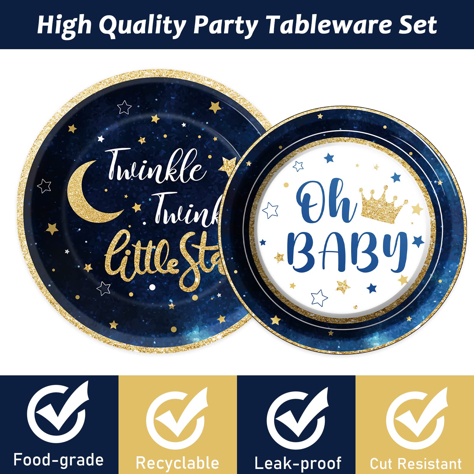 96 Pcs Twinkle Twinkle Little Star Party Gender Reveal Supplies For 24 Guests Baby Shower Plates Napkins Forks Tableware Set Dis
