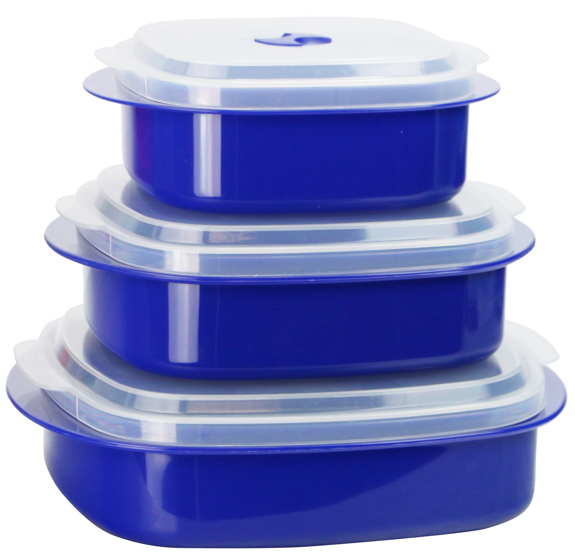Calypso Basics By Reston Lloyd 6-Piece Microwave Cookware, Steamer And Storage Set, Indigo Blue