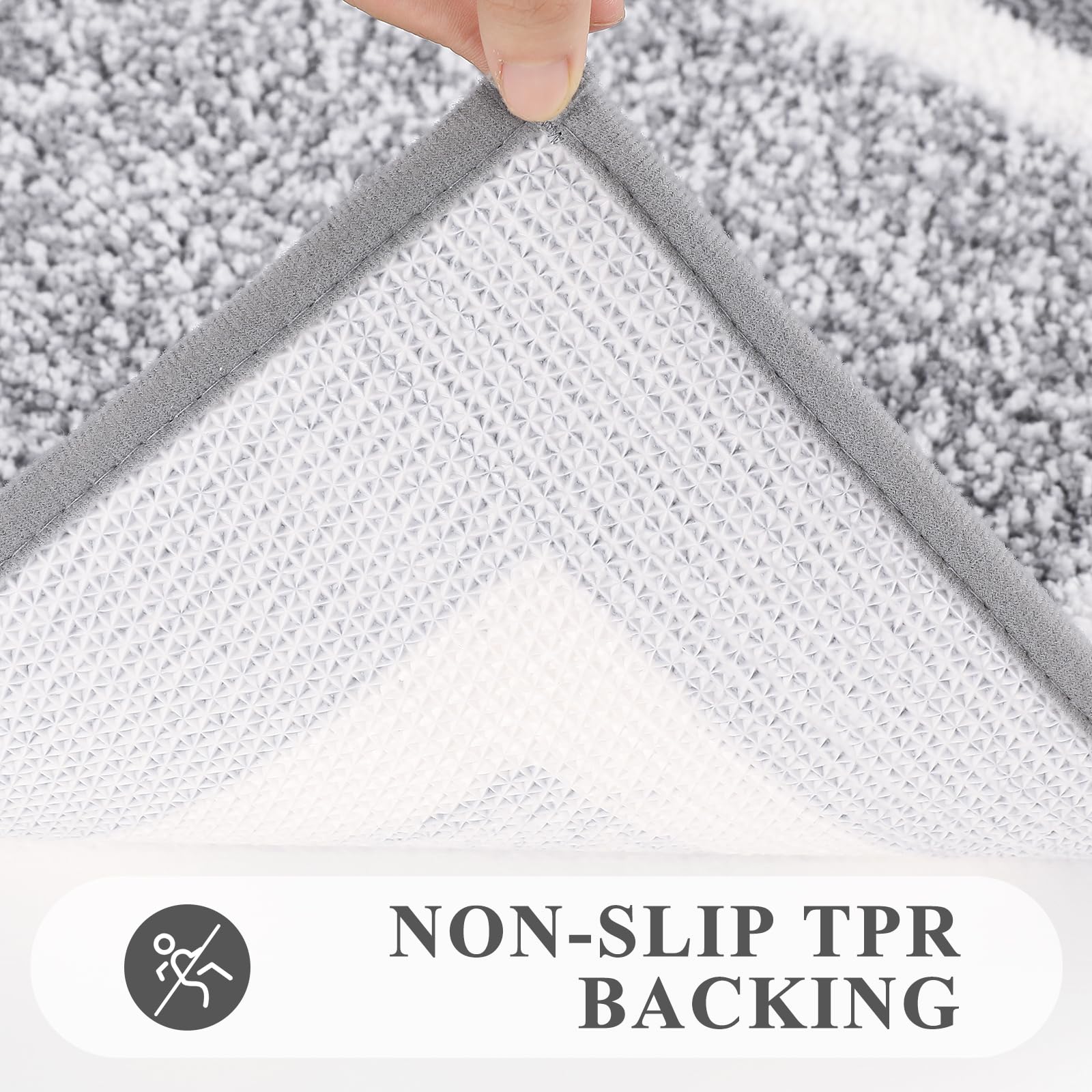 Pauwer Bathroom Rug Set 3 Piece, Non-Slip Absorbent Bath Mats, Microfiber Soft, Absorbent Plush Shaggy Carpets Includes U-Shaped