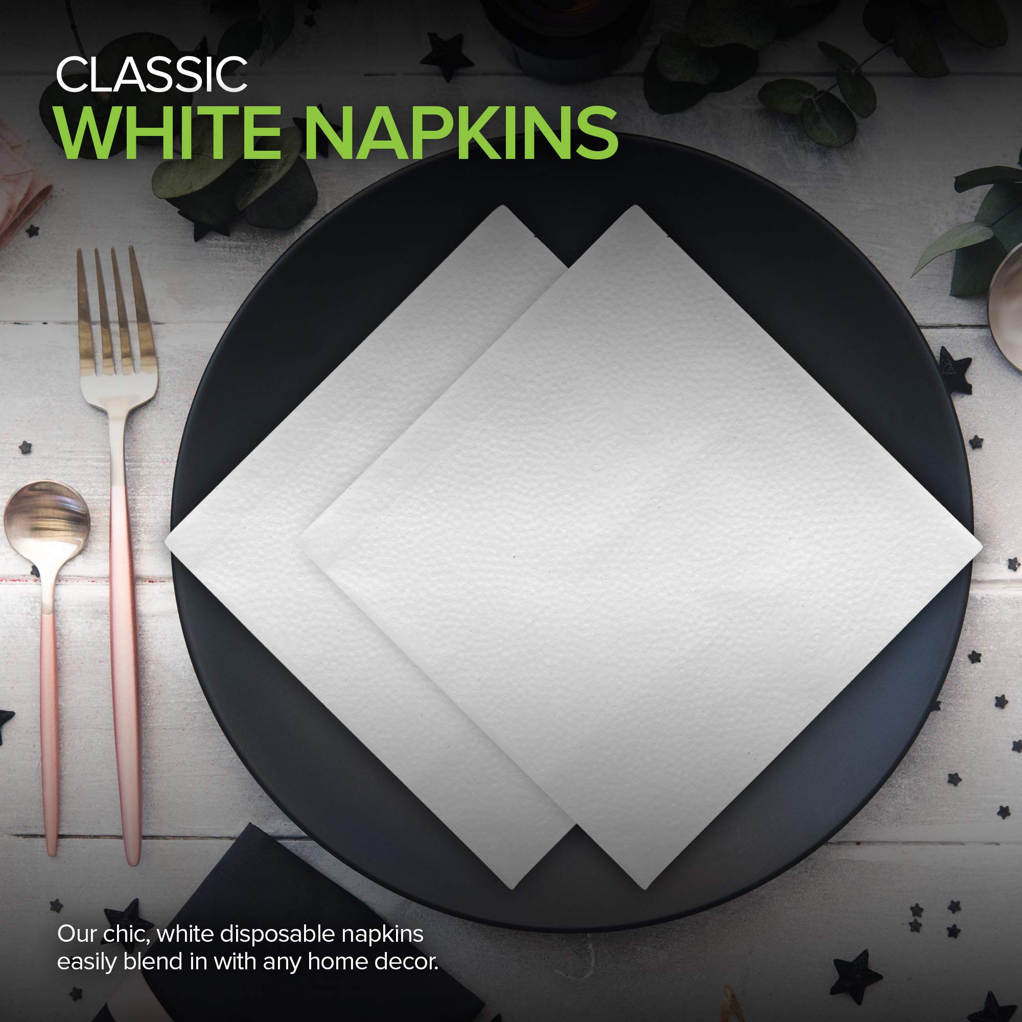 Stock Your Home 12 Inch Disposable Napkins - 1 Ply White Dinner Napkins - Paper Napkins for Dinner  Parties  Crafts  & Daily Use - 500 Pack