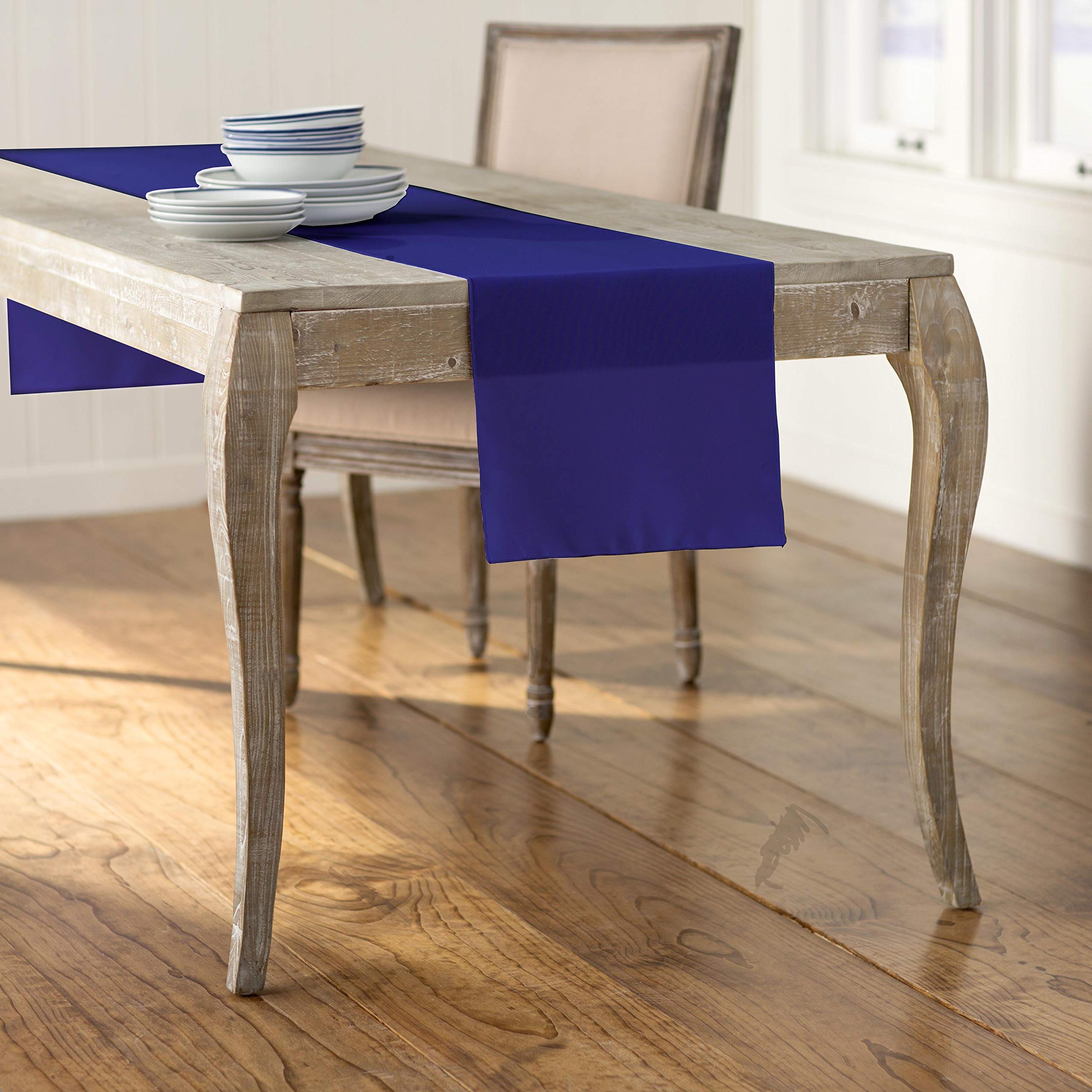 LA Linen Polyester Poplin Table Runner 14  by 108-Inch  Royal Blue