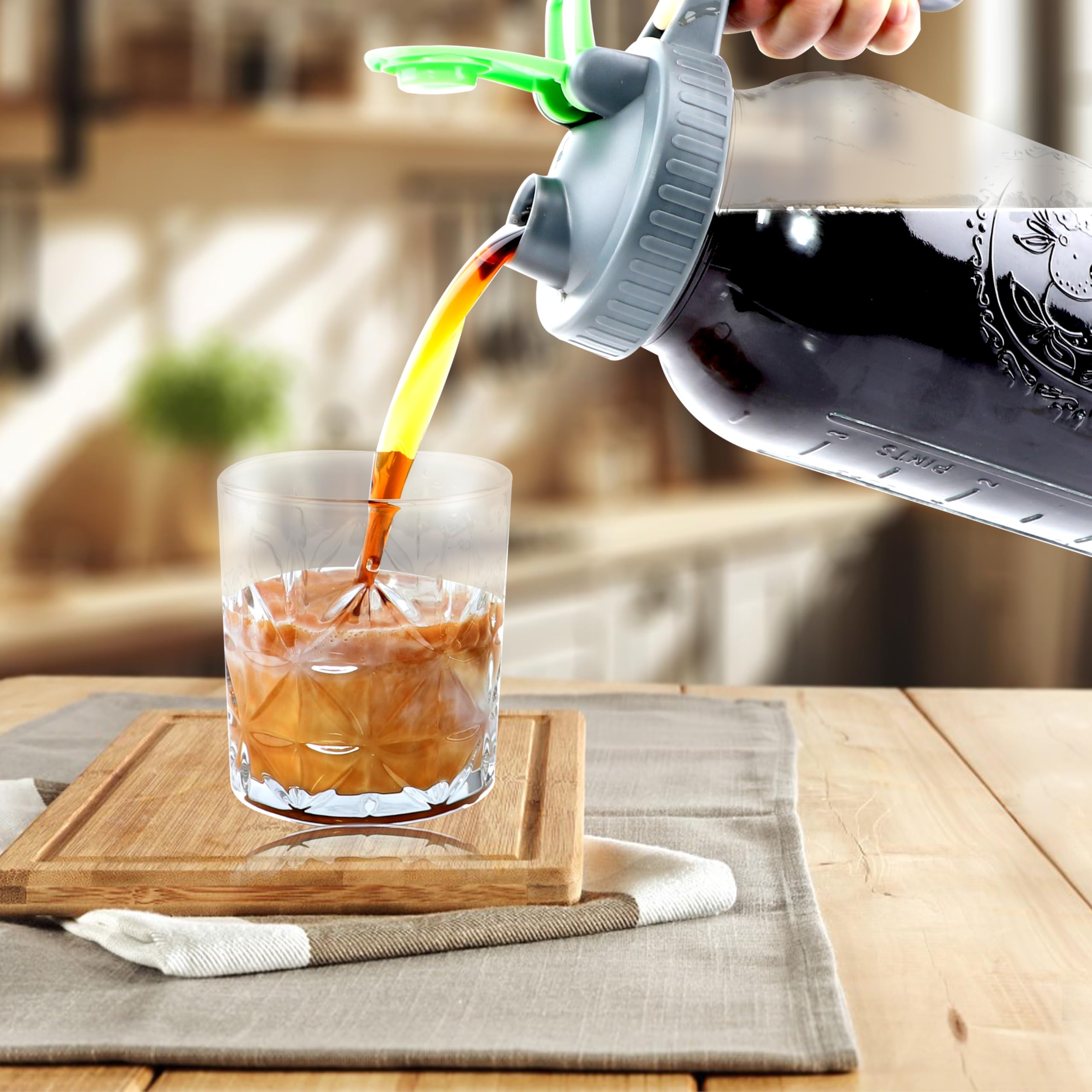 Cold Brew Coffee Maker 64 Oz Mason Jar Iced Tea Pitcher With Strainer 2 Set Half Gallon Glass Pitcher With Spout Lid 2 Quar Wate