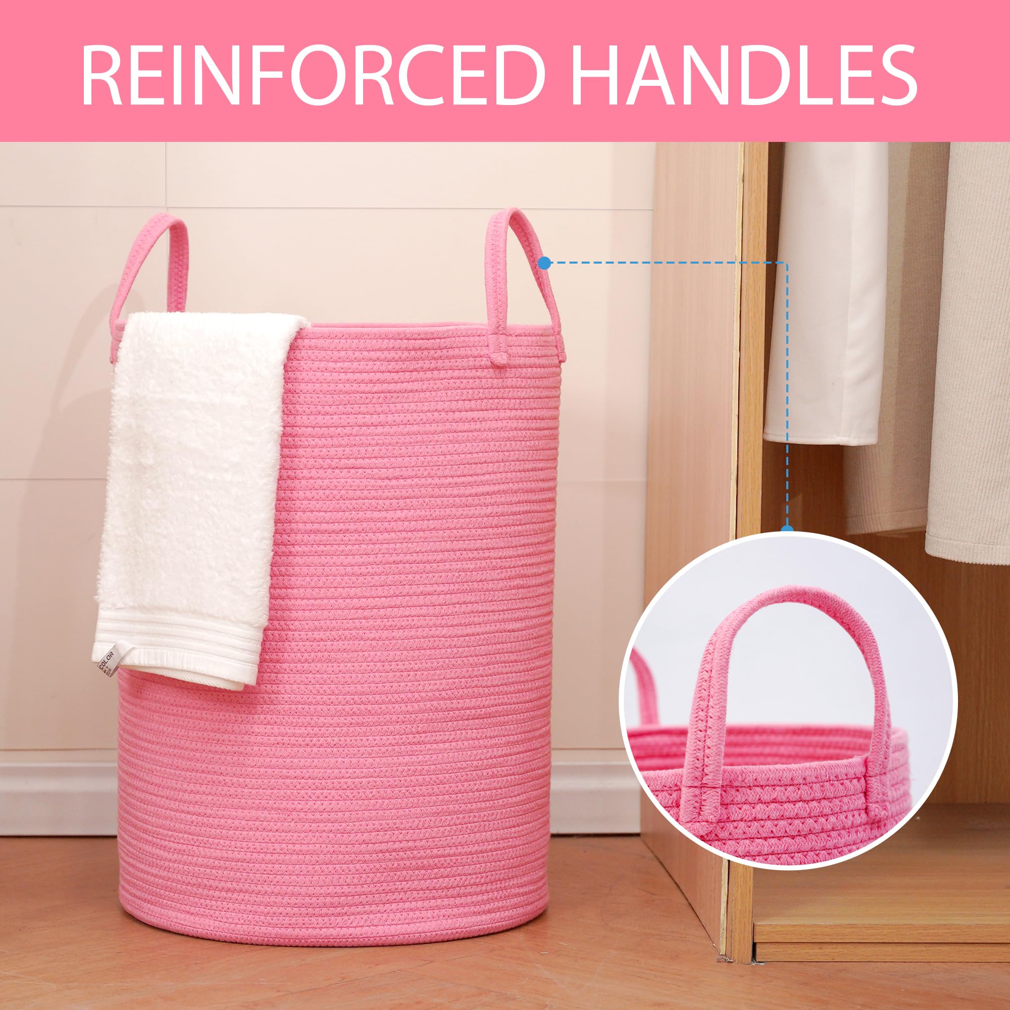Homlikelan 85L Oversize Woven Laundry Basket With Handles,Collapsible Cotton Rope Laundry Hamper,Wicker Clothes Hamper Laundry B
